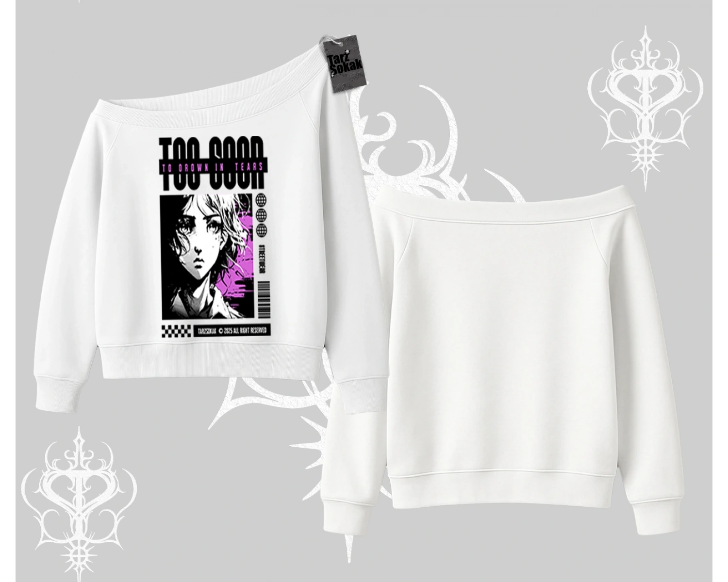 Kayık Yaka Sweatshirt Too Good Anime Girl Grafik Baskılı