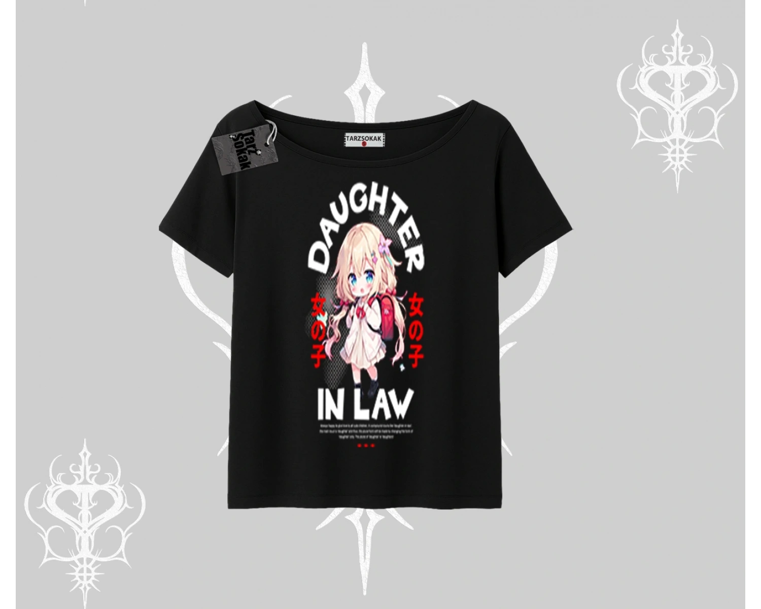 Kayık Yaka Tshirt Anime Girl Daughter In Law Baskılı