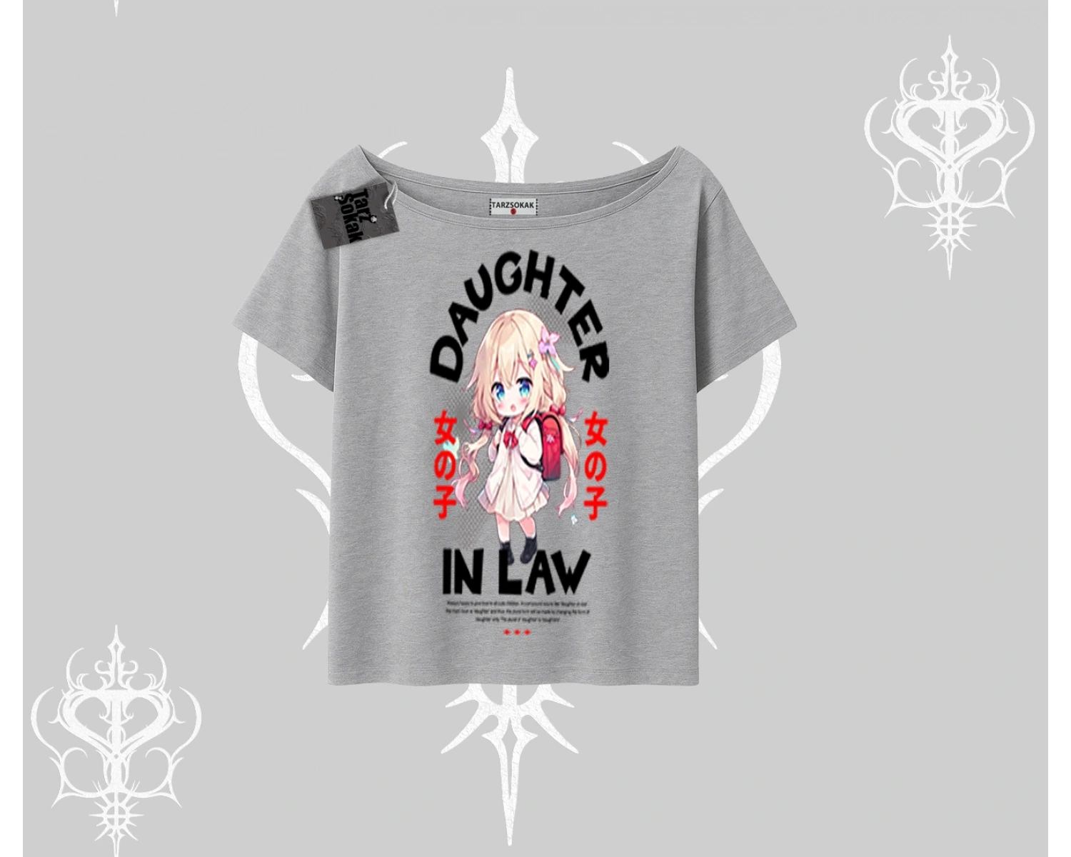 Kayık Yaka Tshirt Anime Girl Daughter In Law Baskılı