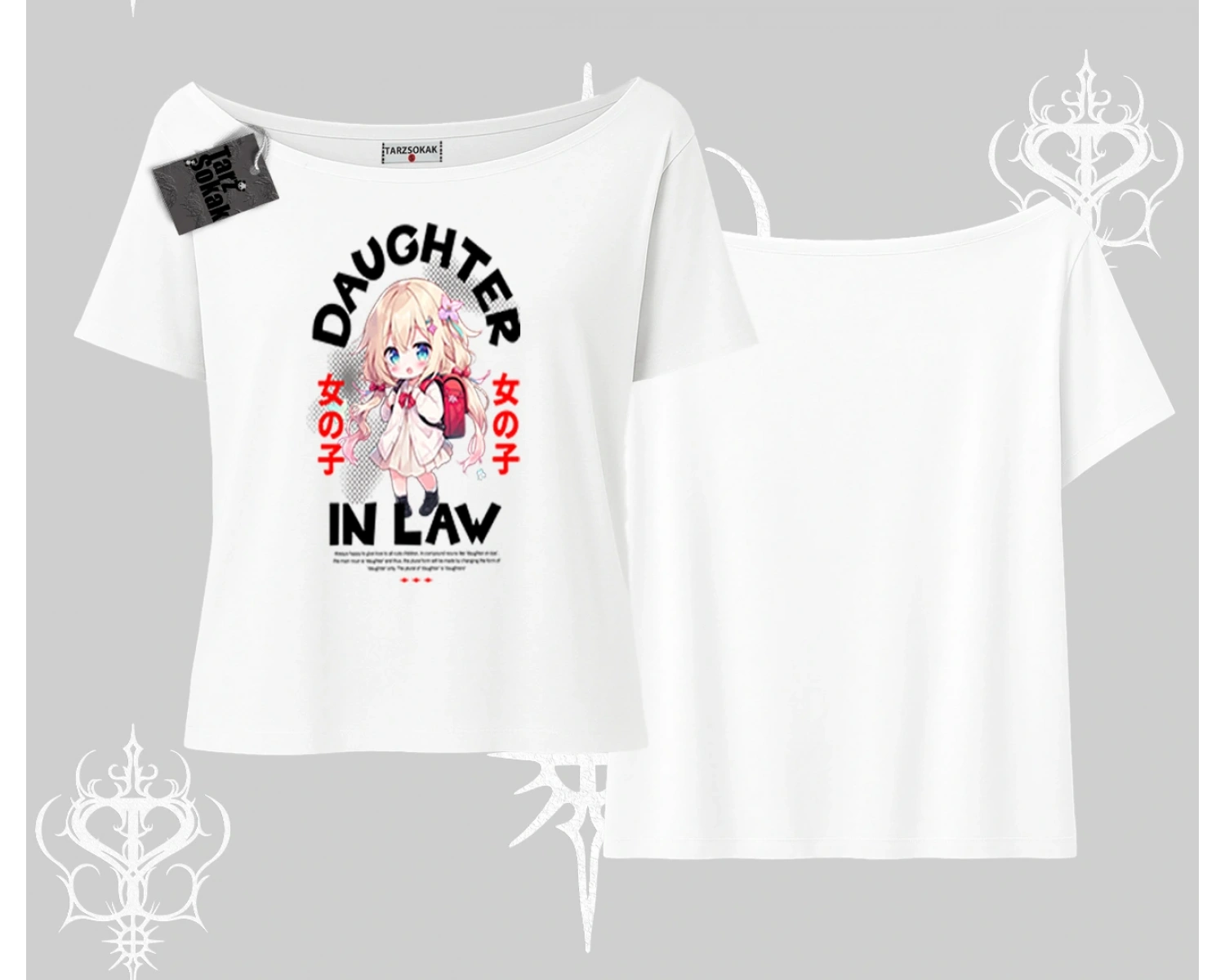 Kayık Yaka Tshirt Anime Girl Daughter In Law Baskılı