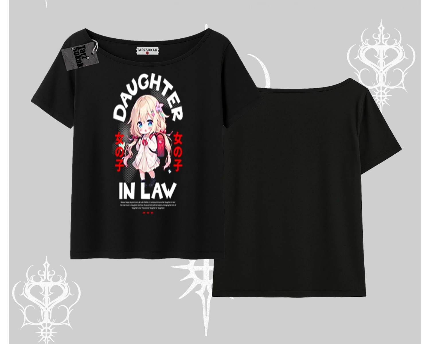 Kayık Yaka Tshirt Anime Girl Daughter In Law Baskılı