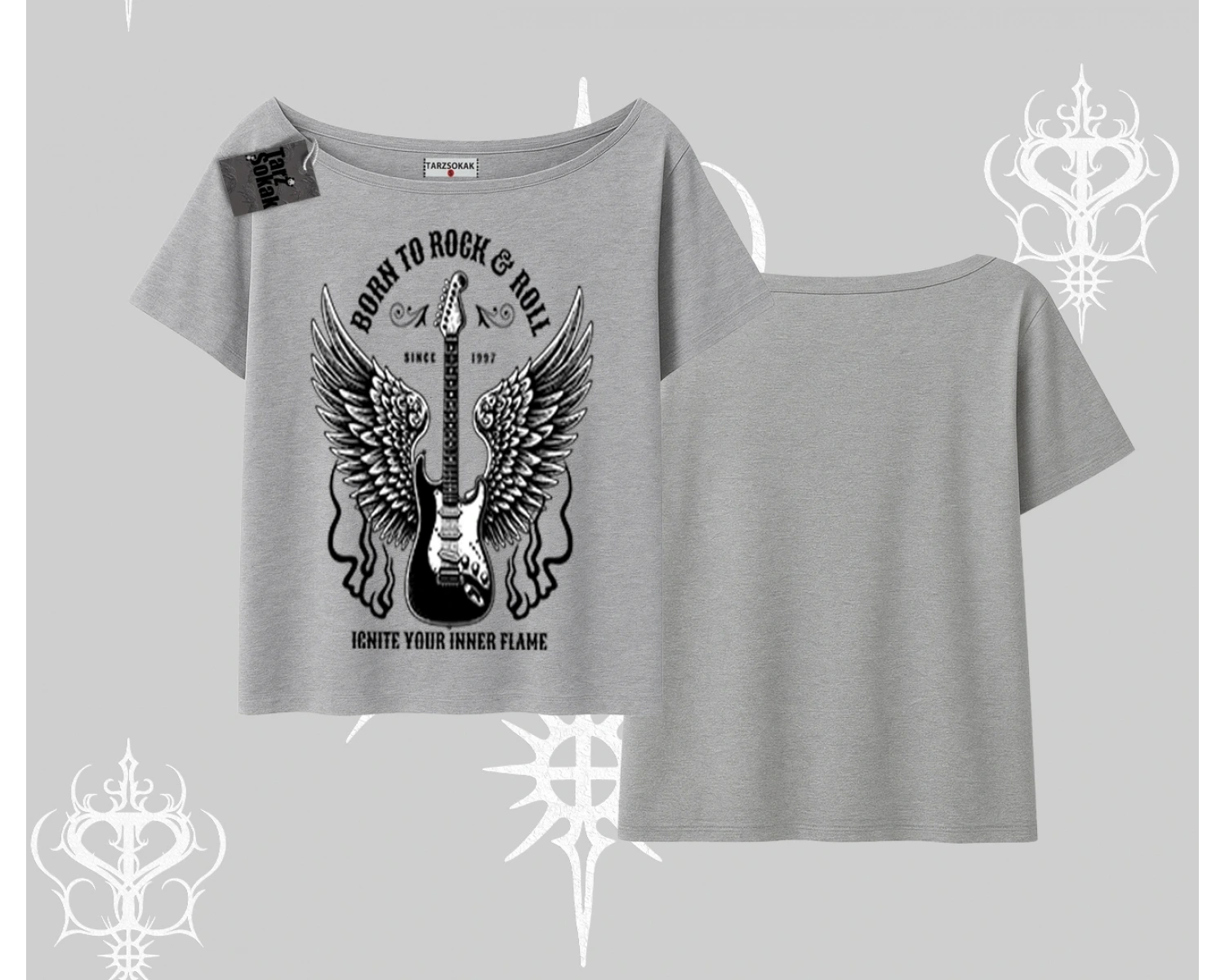 Kayık Yaka Tshirt Born to Rock Eternal Flame Legacy