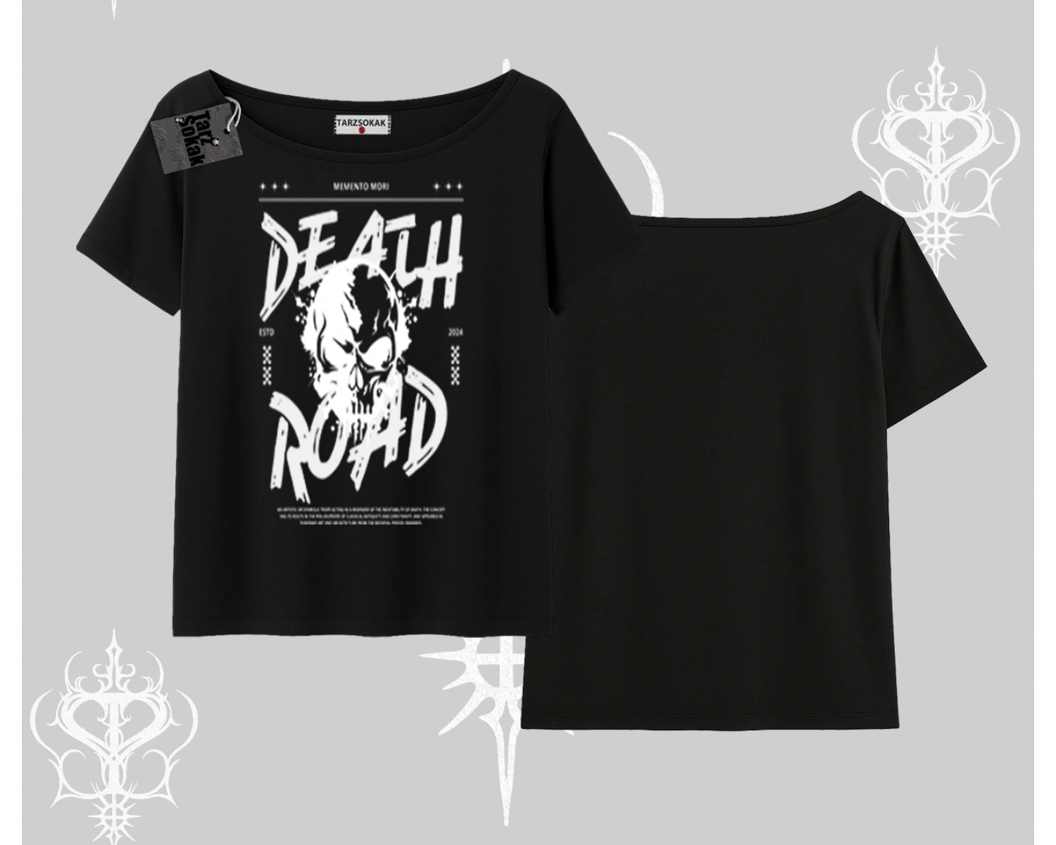 Kayık Yaka Tshirt Death Road Memento Mori Street Manifest