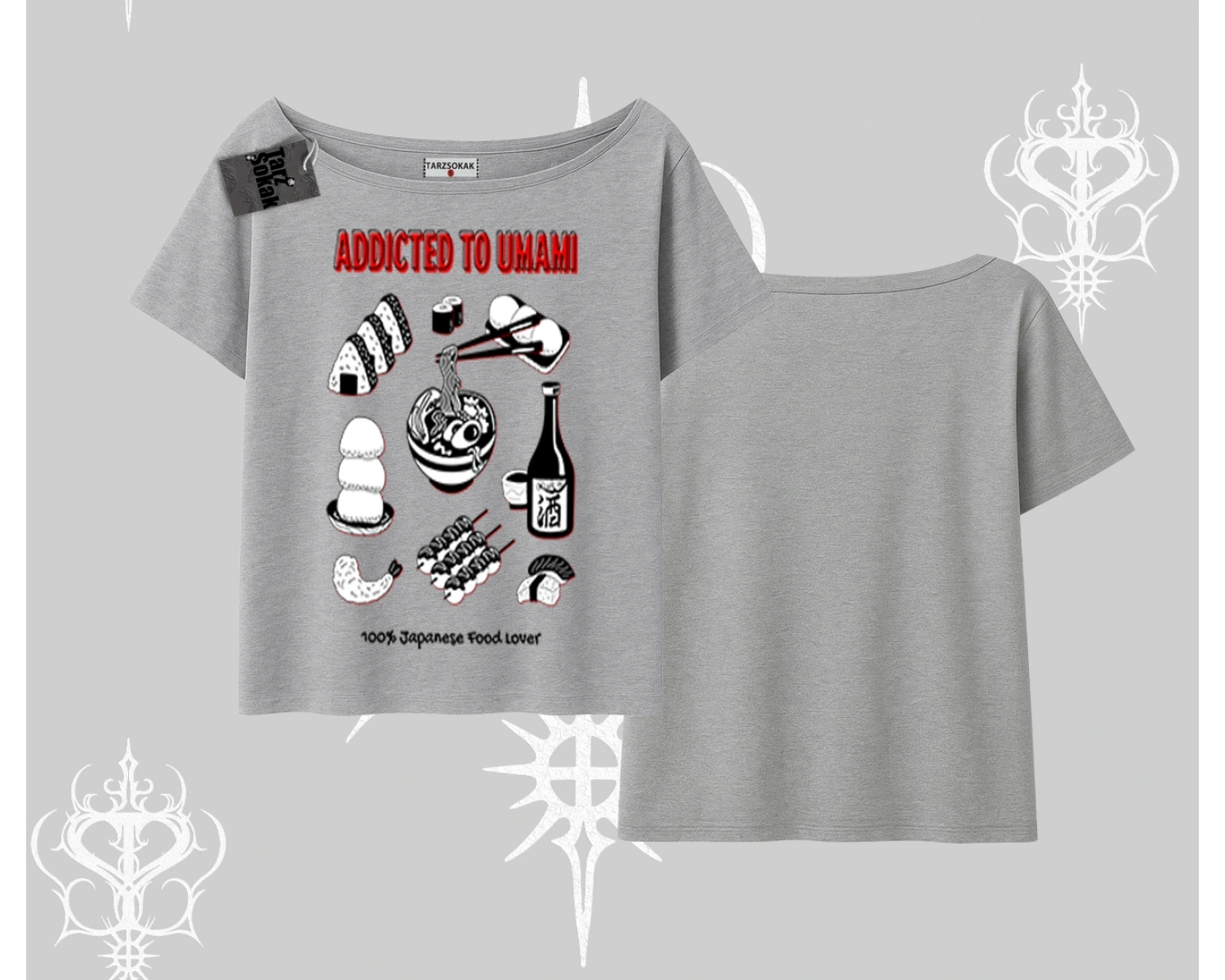 Kayık Yaka Tshirt Japon Mutfağı Umami Temalı Baskılı