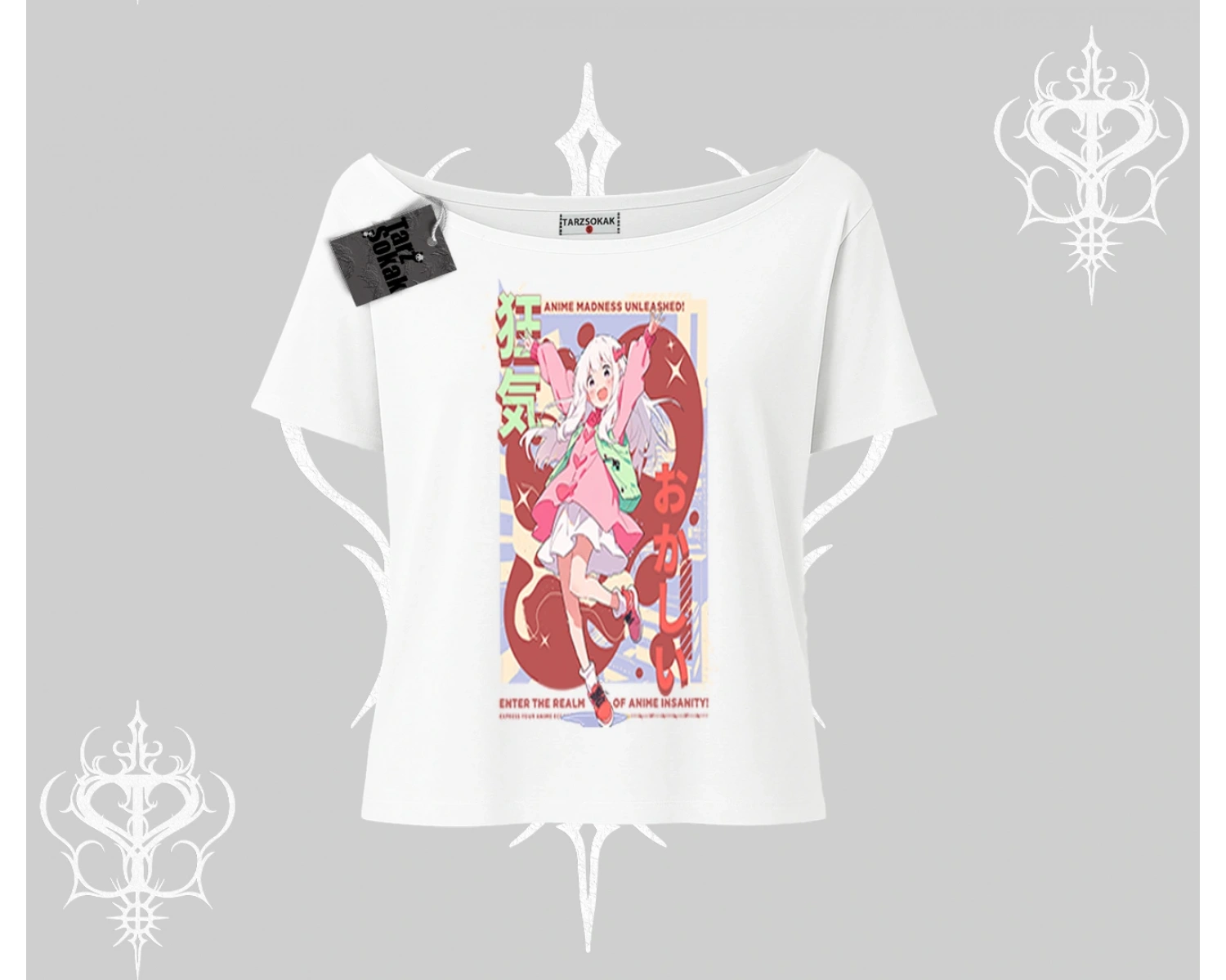 Kayık Yaka Tshirt Madness Unleashed Anime Girl Baskılı