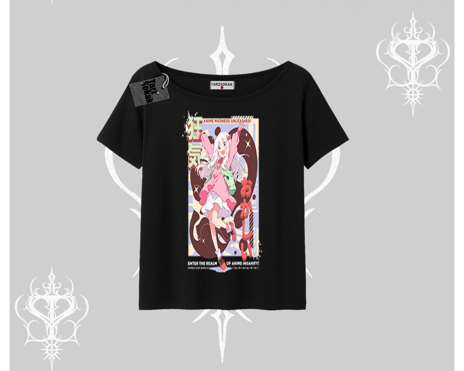 Kayık Yaka Tshirt Madness Unleashed Anime Girl Baskılı