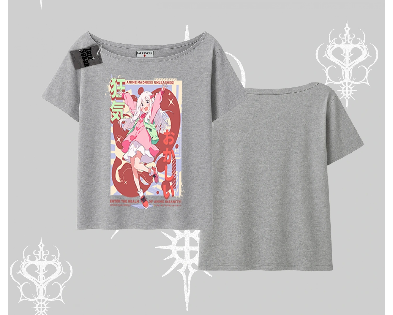 Kayık Yaka Tshirt Madness Unleashed Anime Girl Baskılı