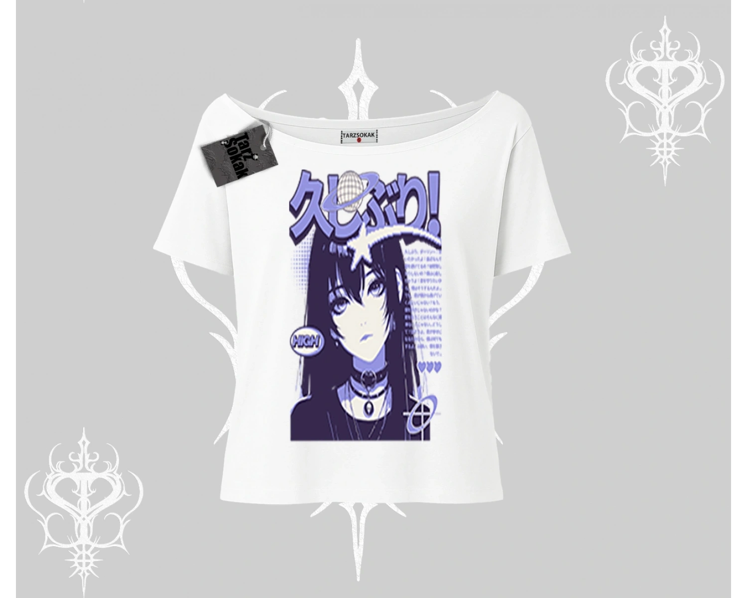 Kayık Yaka Tshirt Neo Tokyo Girl Y2K Street Anime Aesthetic