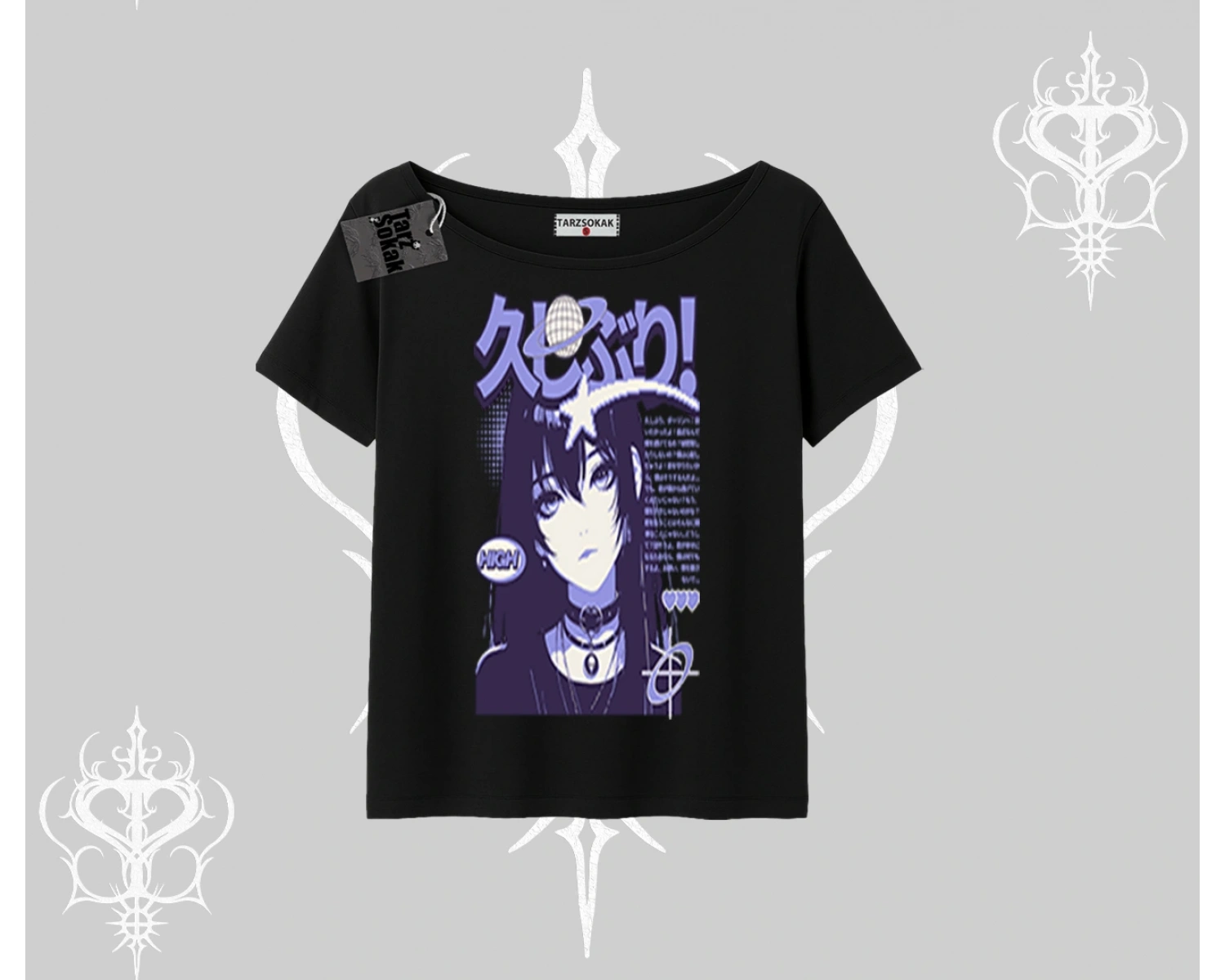Kayık Yaka Tshirt Neo Tokyo Girl Y2K Street Anime Aesthetic