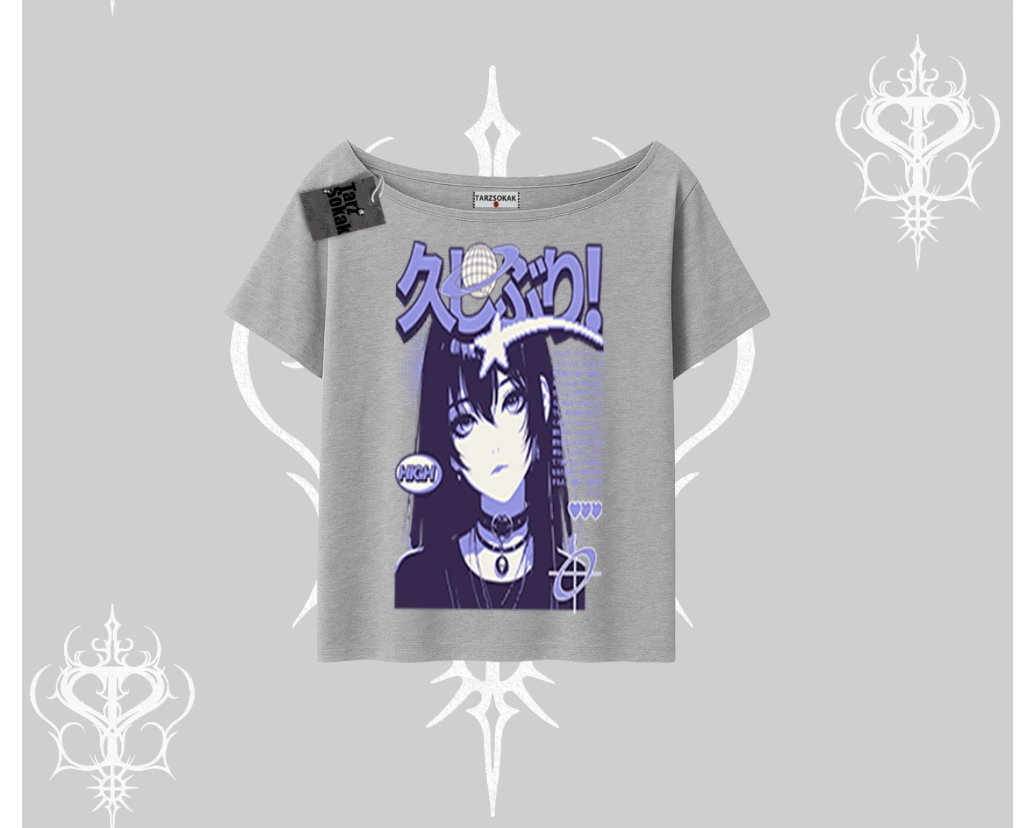 Kayık Yaka Tshirt Neo Tokyo Girl Y2K Street Anime Aesthetic