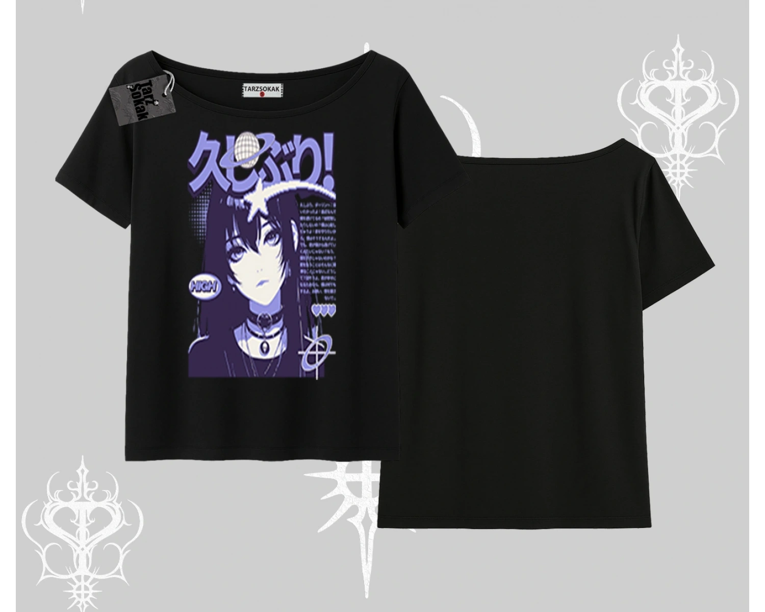 Kayık Yaka Tshirt Neo Tokyo Girl Y2K Street Anime Aesthetic