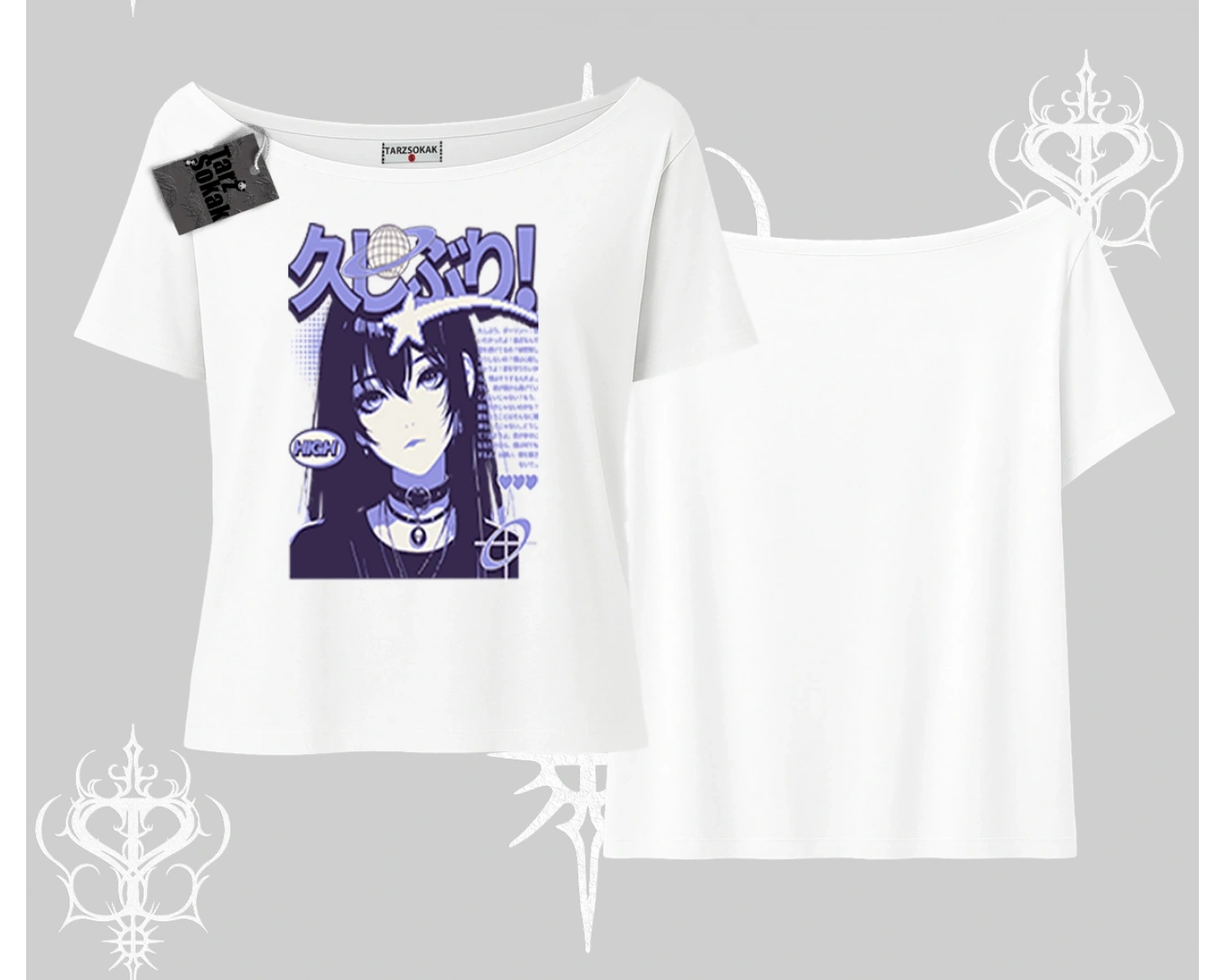 Kayık Yaka Tshirt Neo Tokyo Girl Y2K Street Anime Aesthetic