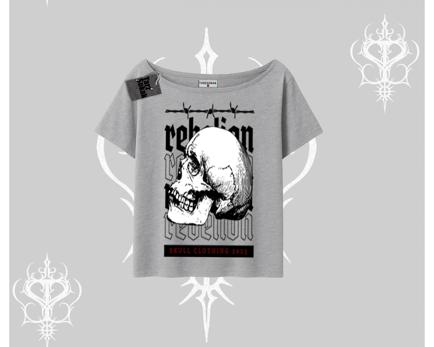 Kayık Yaka Tshirt Rebellion Skull Underground Street Legacy