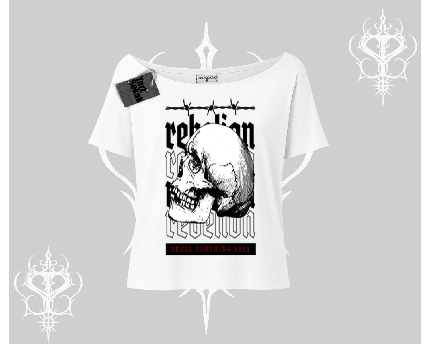 Kayık Yaka Tshirt Rebellion Skull Underground Street Legacy