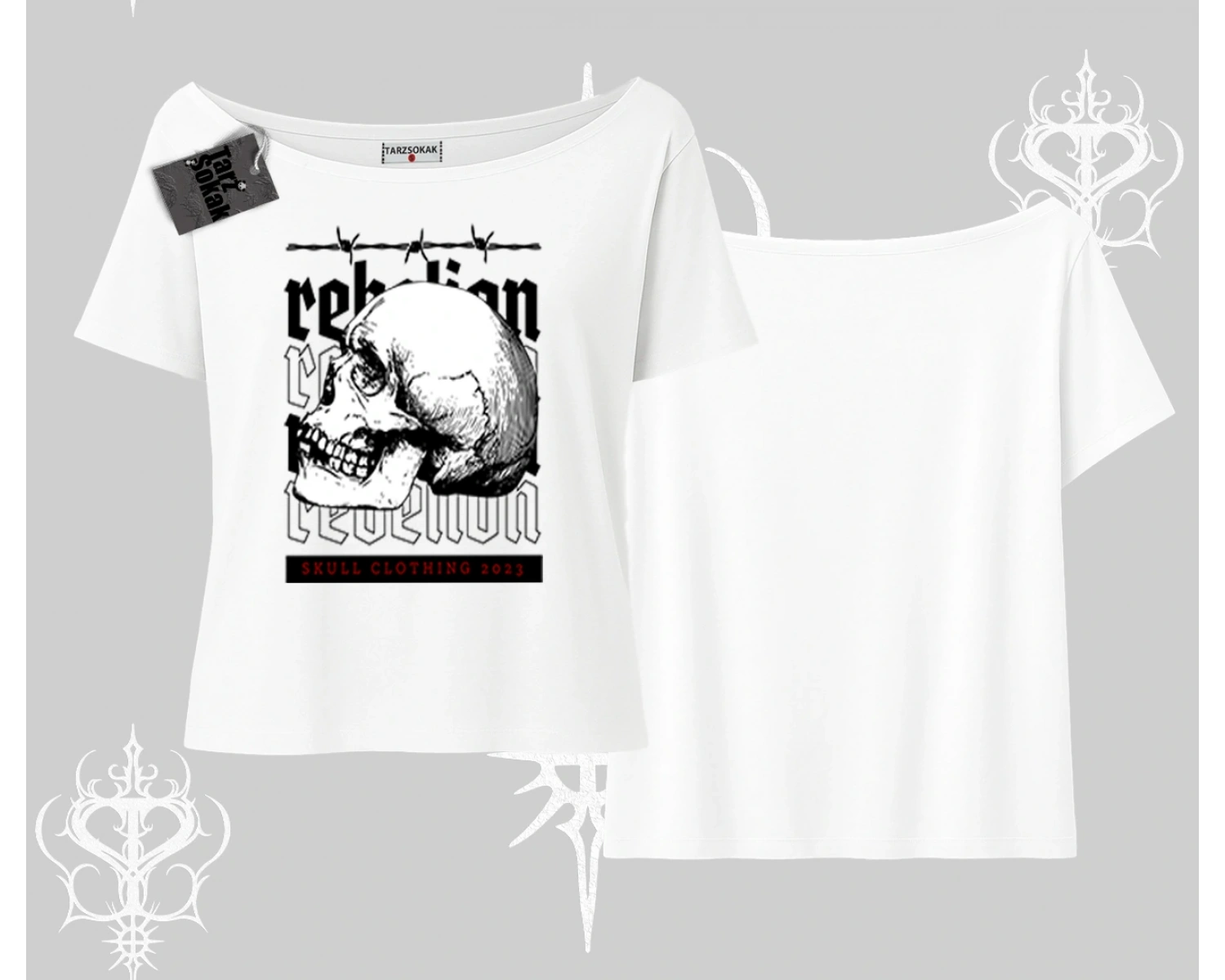 Kayık Yaka Tshirt Rebellion Skull Underground Street Legacy