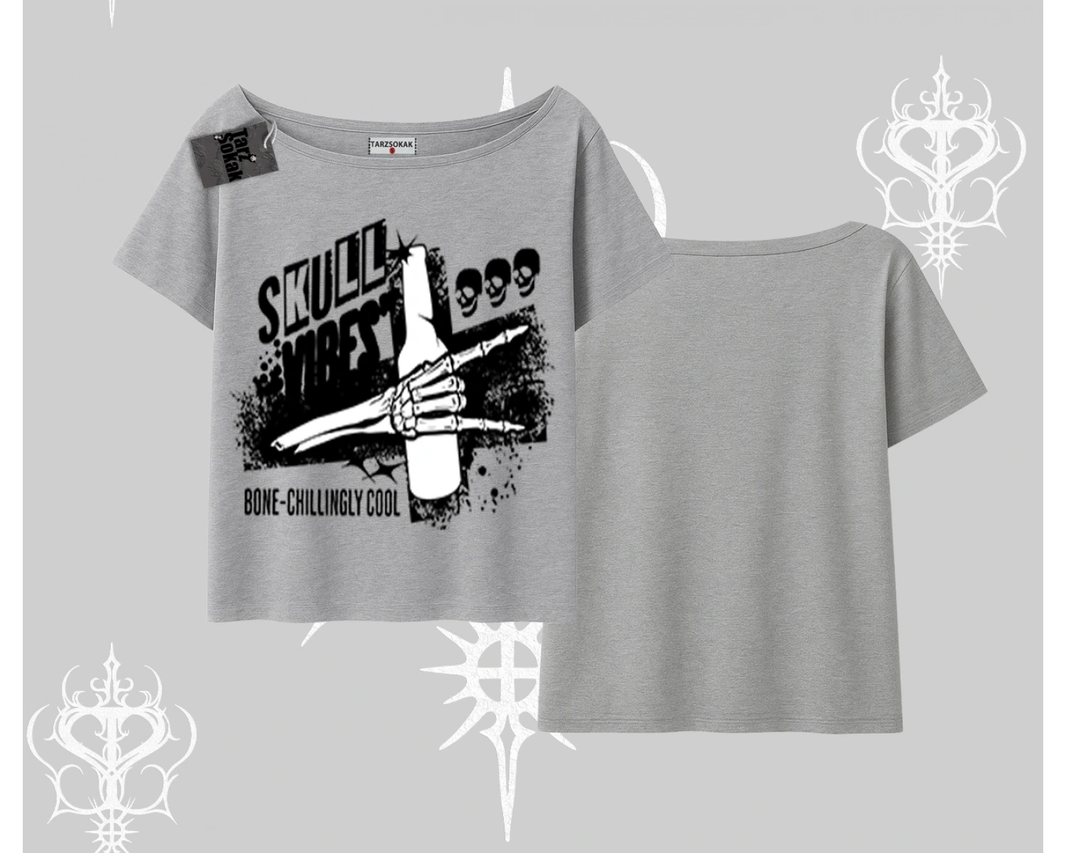 Kayık Yaka Tshirt Skull Impact Bone Chilling Street Icon