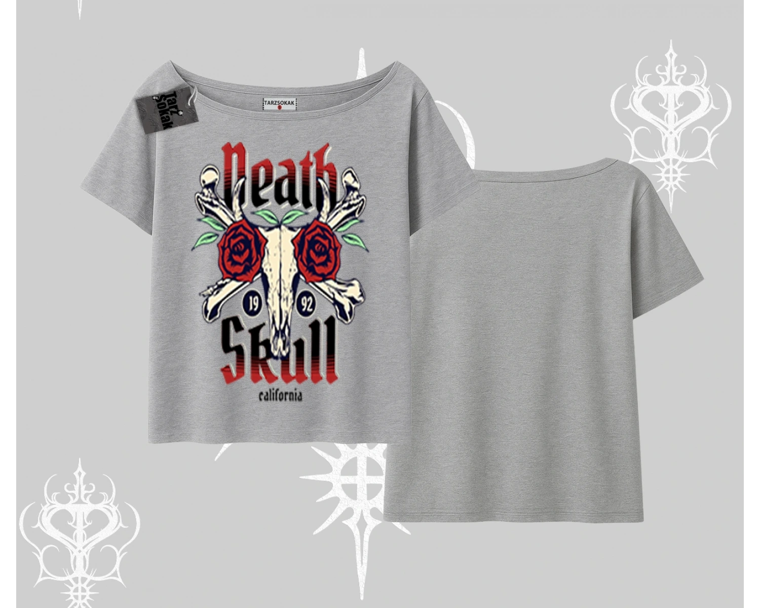 Kayık Yaka Tshirt Skull & Roses Vintage West Coast Rebellion