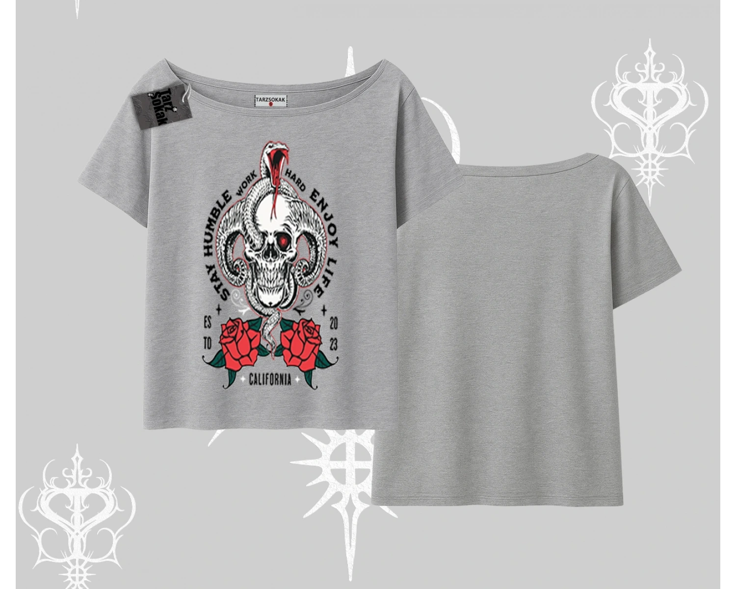 Kayık Yaka Tshirt Stay Humble Work Hard Enjoy Life