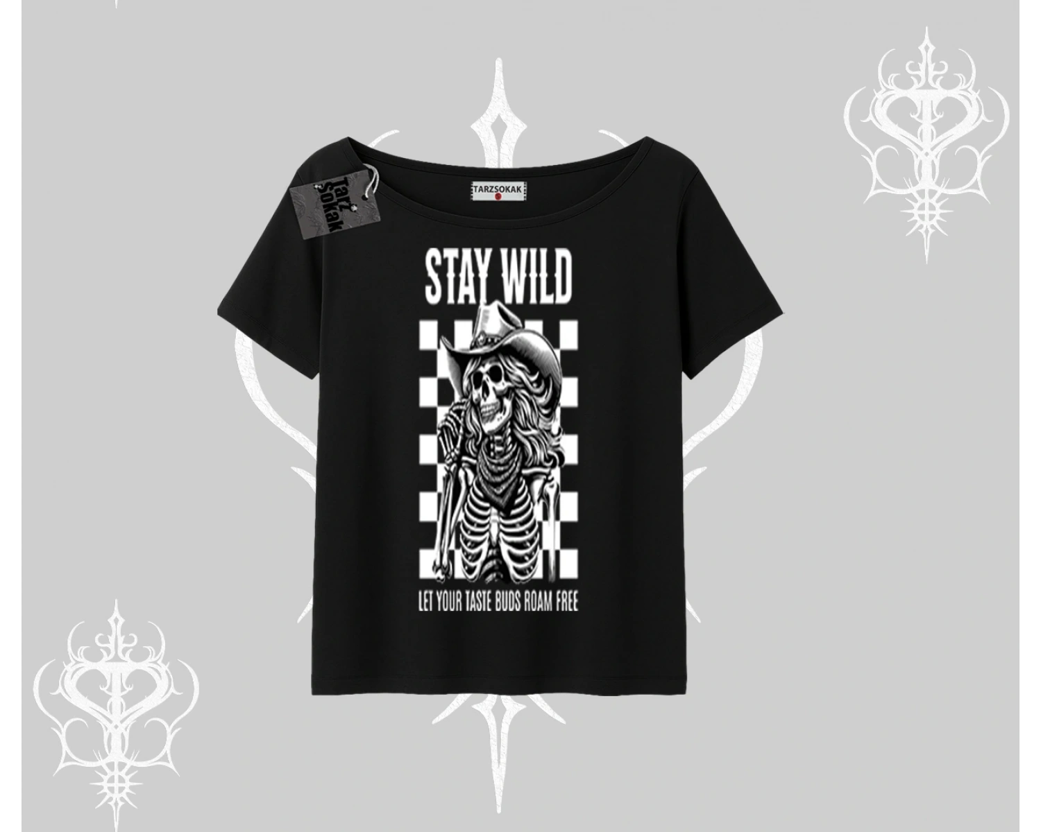 Kayık Yaka Tshirt Stay Wild Rock Spirit Urban Riot