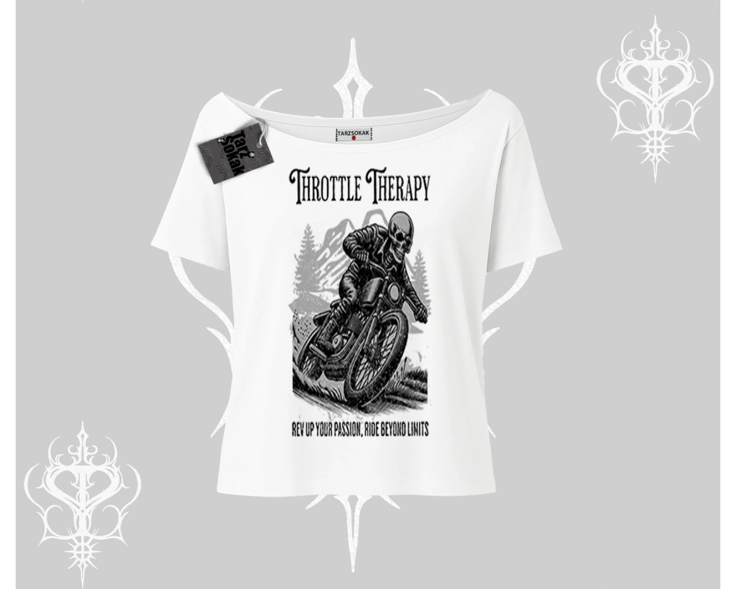 Kayık Yaka Tshirt Throttle Therapy No Brakes Just Freedom