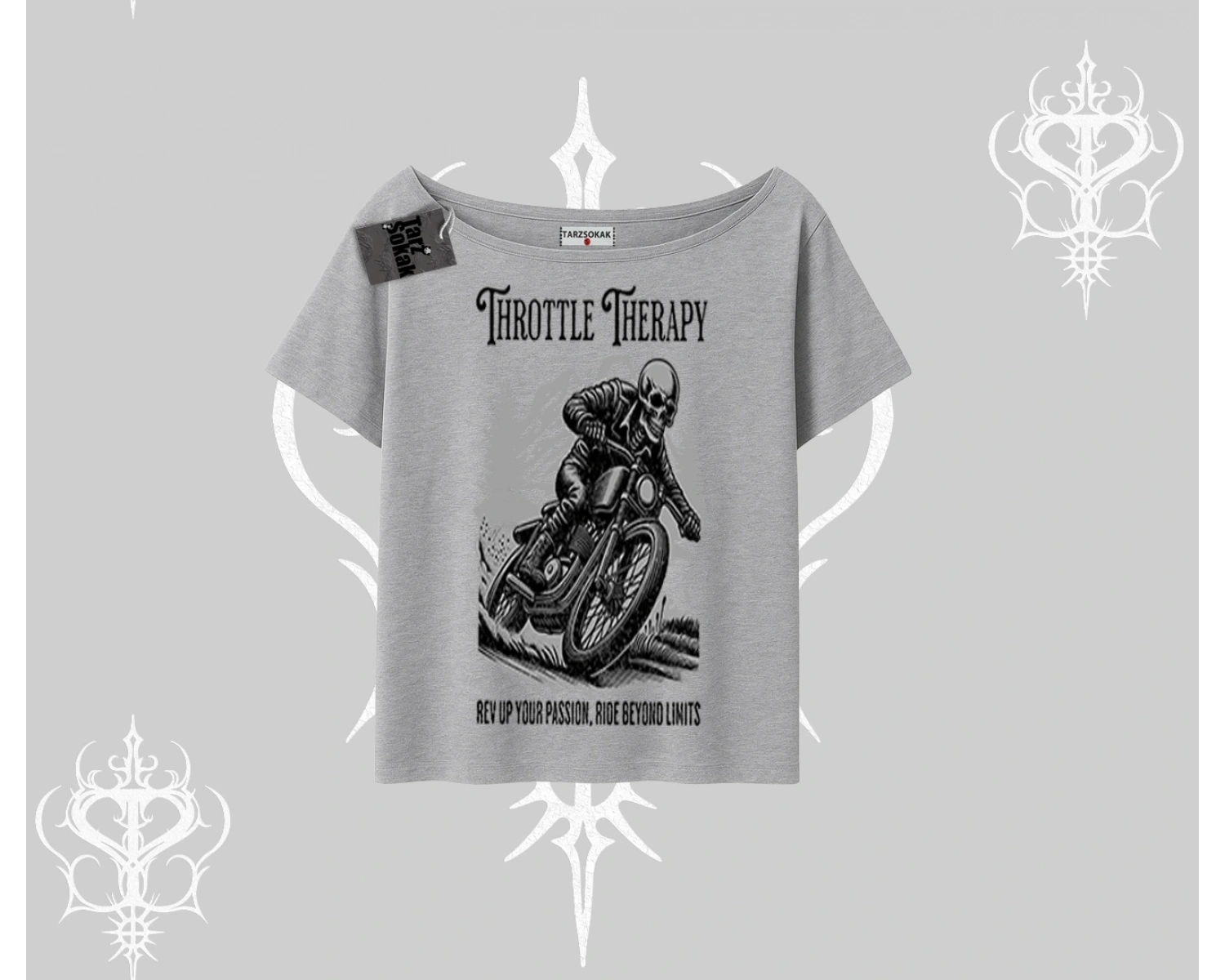 Kayık Yaka Tshirt Throttle Therapy No Brakes Just Freedom