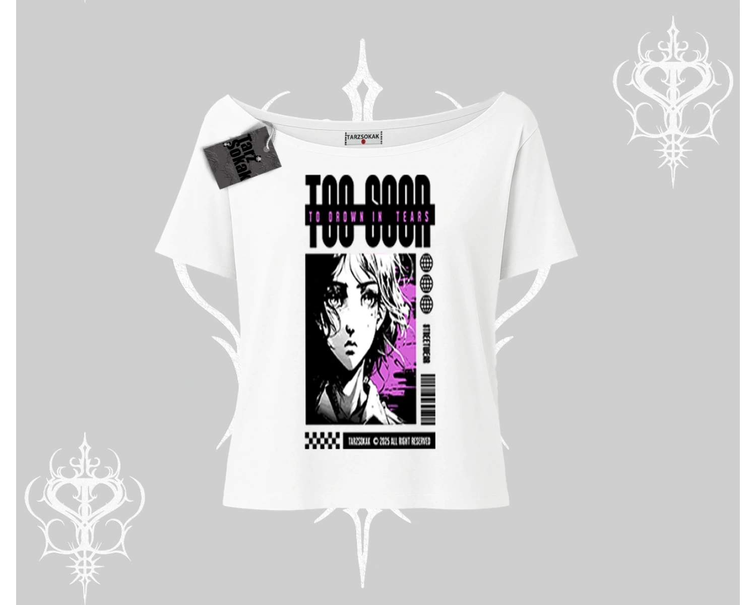 Kayık Yaka Tshirt Too Good Anime Girl Grafik Baskılı