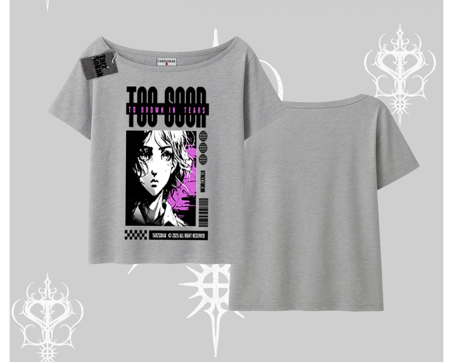 Kayık Yaka Tshirt Too Good Anime Girl Grafik Baskılı