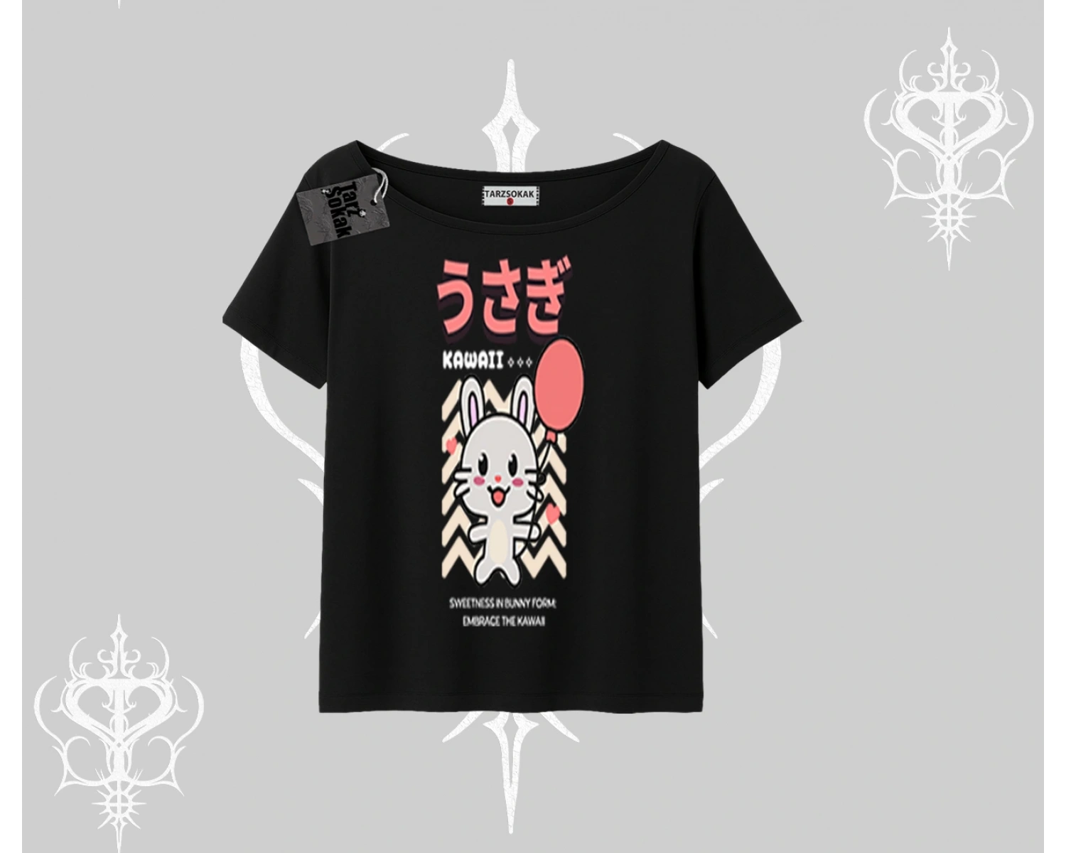 Kayık Yaka Tshirt Usagi Kawaii Cute Heart Energy