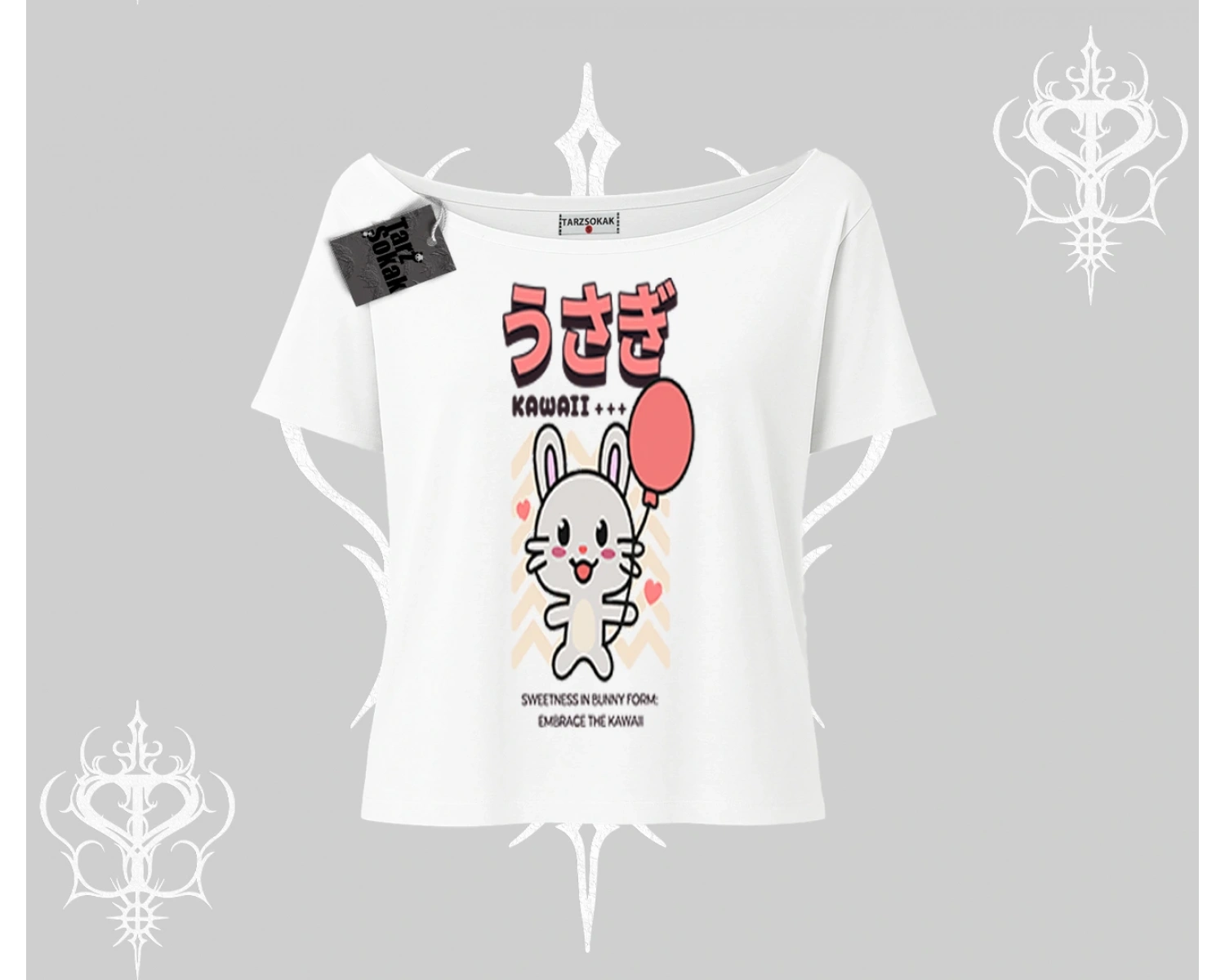 Kayık Yaka Tshirt Usagi Kawaii Cute Heart Energy
