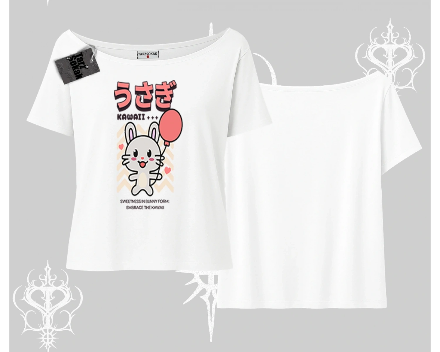 Kayık Yaka Tshirt Usagi Kawaii Cute Heart Energy