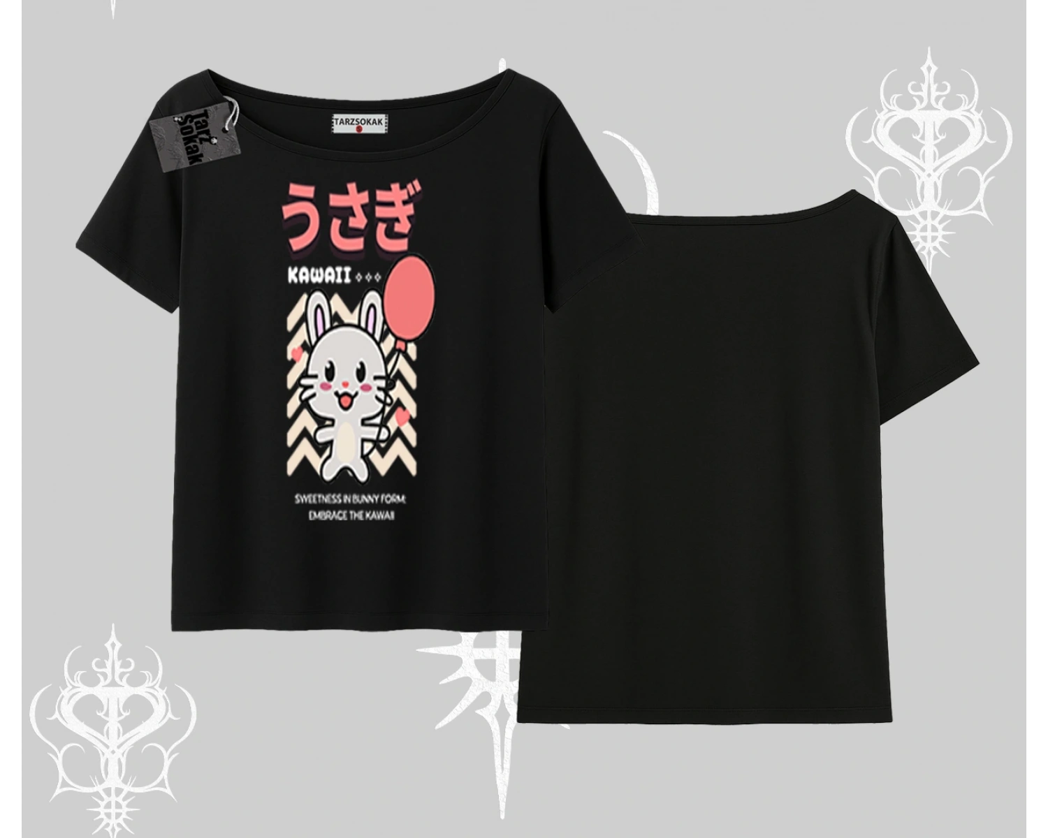 Kayık Yaka Tshirt Usagi Kawaii Cute Heart Energy