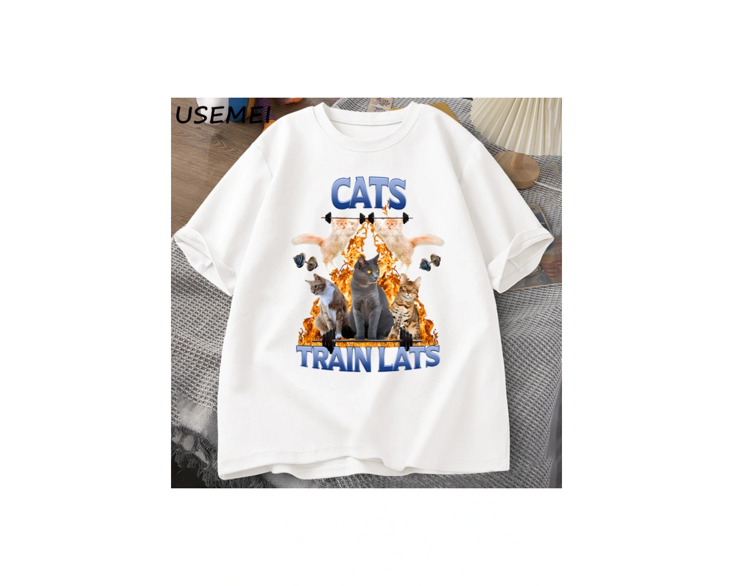 Kedi tren Lats Graphci T shirt komik spor adam giysileri Tshirt boy rahat pamuk kısa kollu ti 2961