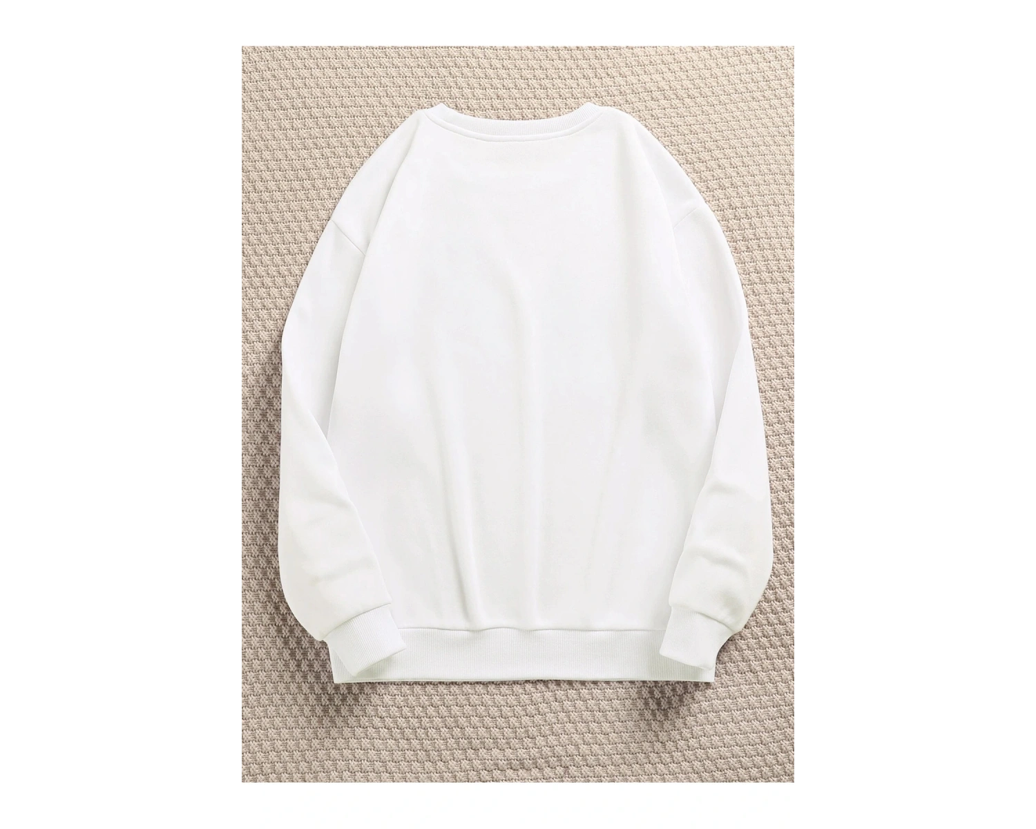 Kedicikler Renkli Oversize Bisiklet Yaka Pamuklu Sweatshirt Beyaz