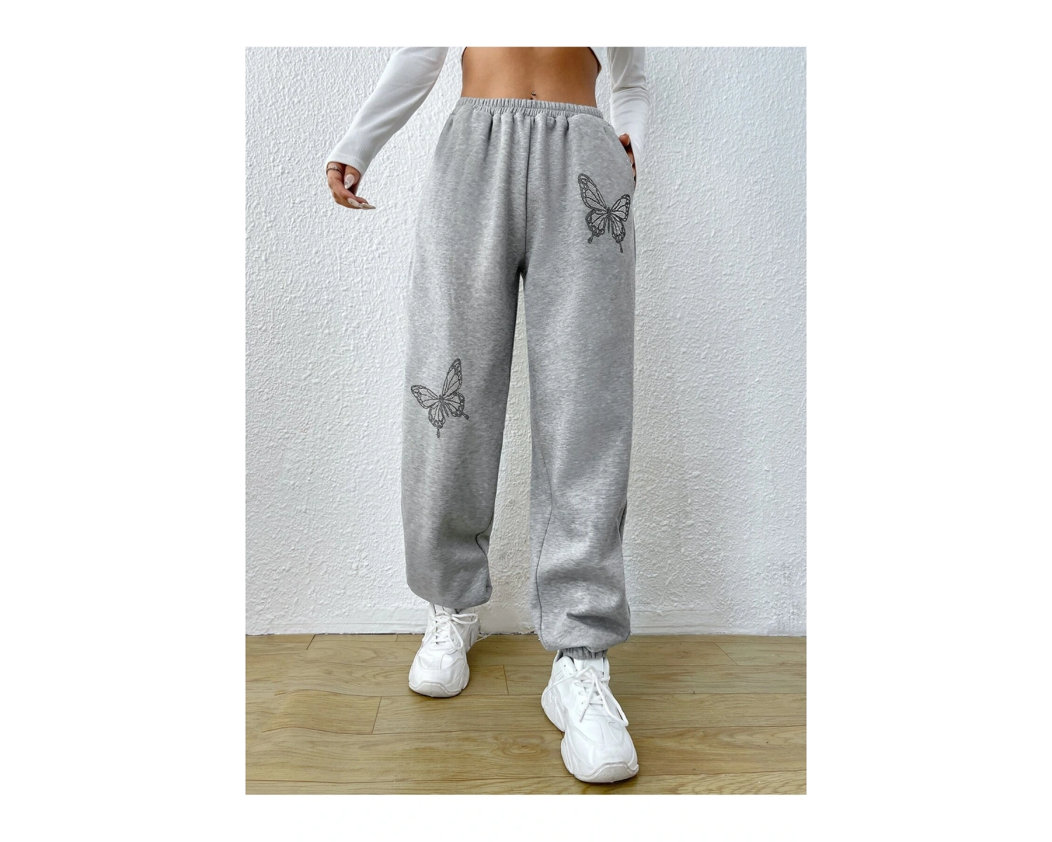 Kelebek Desenli Beli Lastikli Eşofman Altı