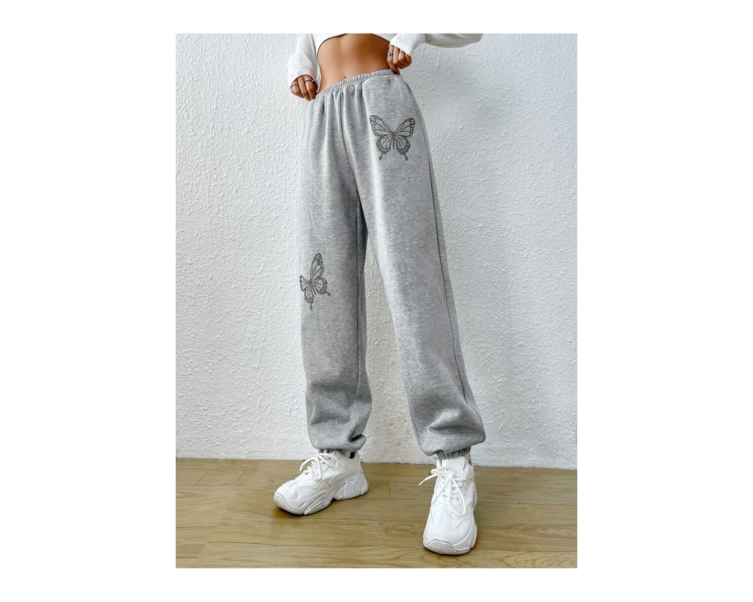 Kelebek Desenli Beli Lastikli Eşofman Altı