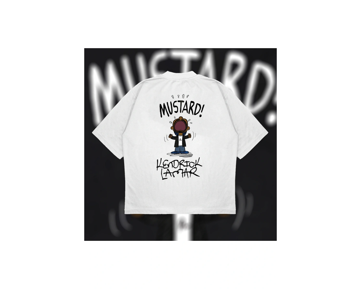 Kendrick Lamar Mustard Oversize Unisex Pamuklu Nefes Alan Kalın Kumaşlı