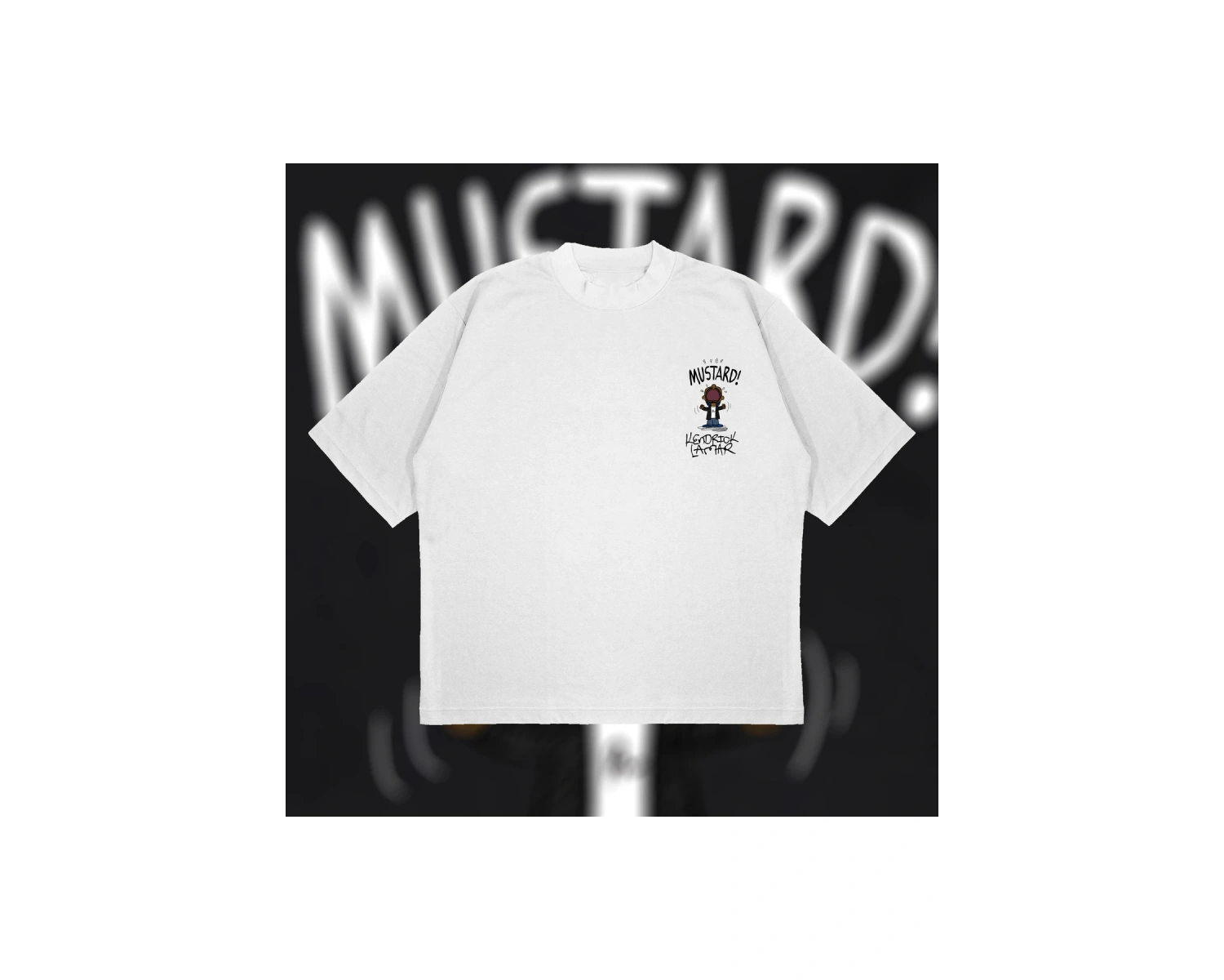 Kendrick Lamar Mustard Oversize Unisex Pamuklu Nefes Alan Kalın Kumaşlı