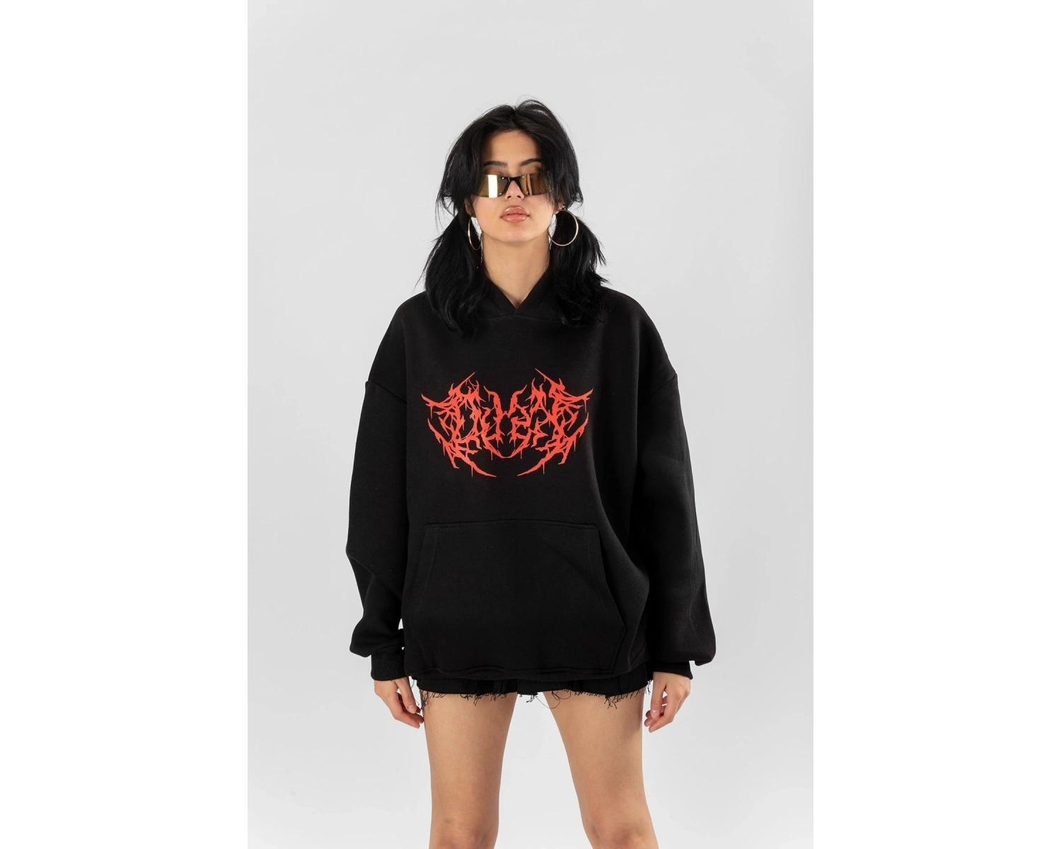 Kırmızı Dusk Baskılı Oversize Unisex Beyaz