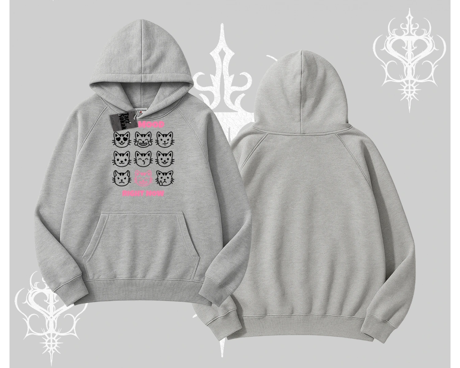 Kitti Sweet Mini Logo Baskılı Kapşonlu Crop Sweatshirt