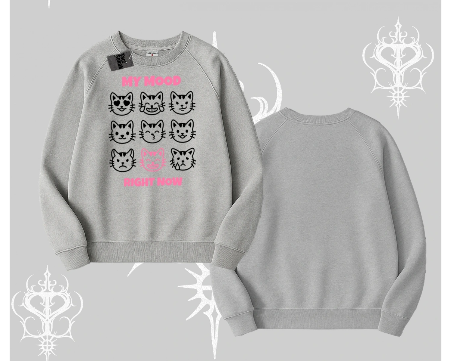 Kitti Sweet Mini Logo Baskılı Kayık Yaka Sweatshirt