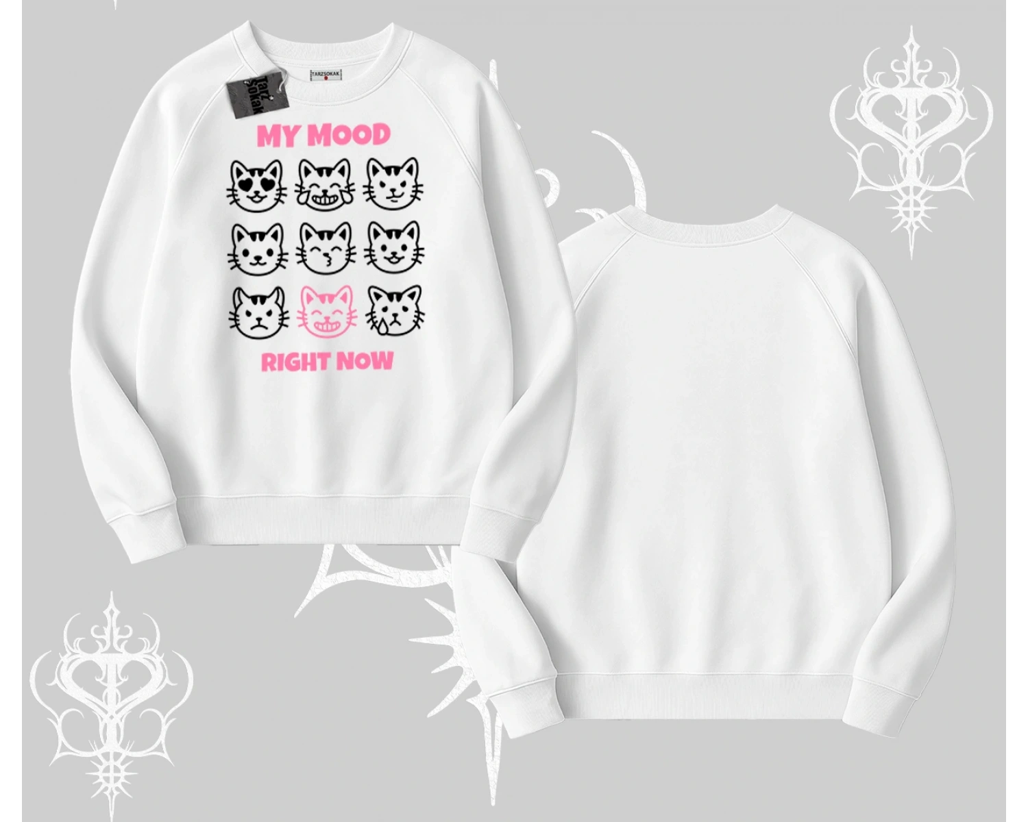 Kitti Sweet Mini Logo Baskılı Kayık Yaka Sweatshirt