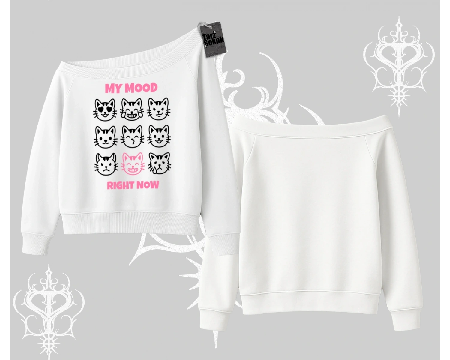 Kitti Sweet Mini Logo Baskılı Kayık Yaka Tshirt