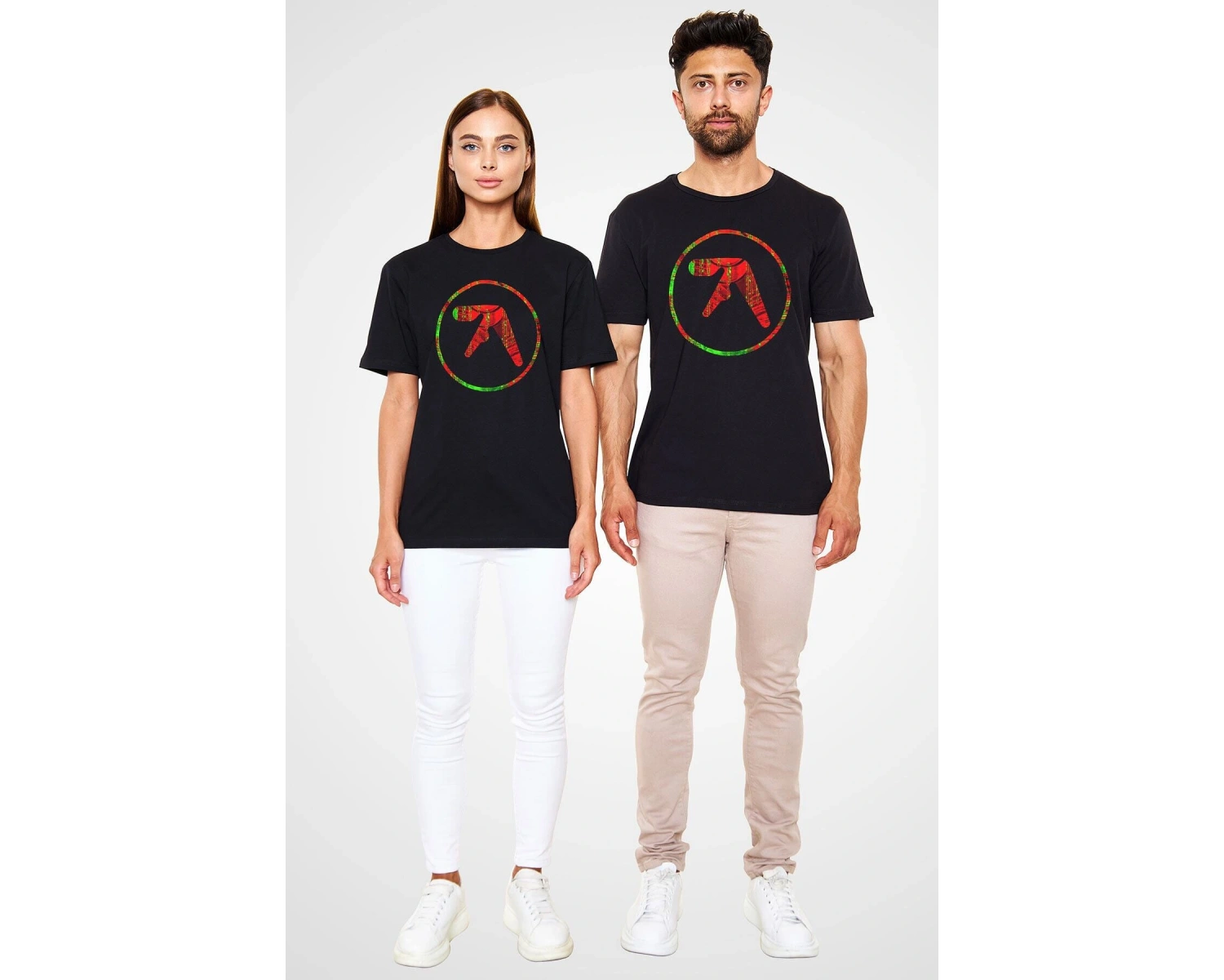 Ko Buta Aphex Twin Baskılı Unisex Siyah Tişört - Tshirt T57511