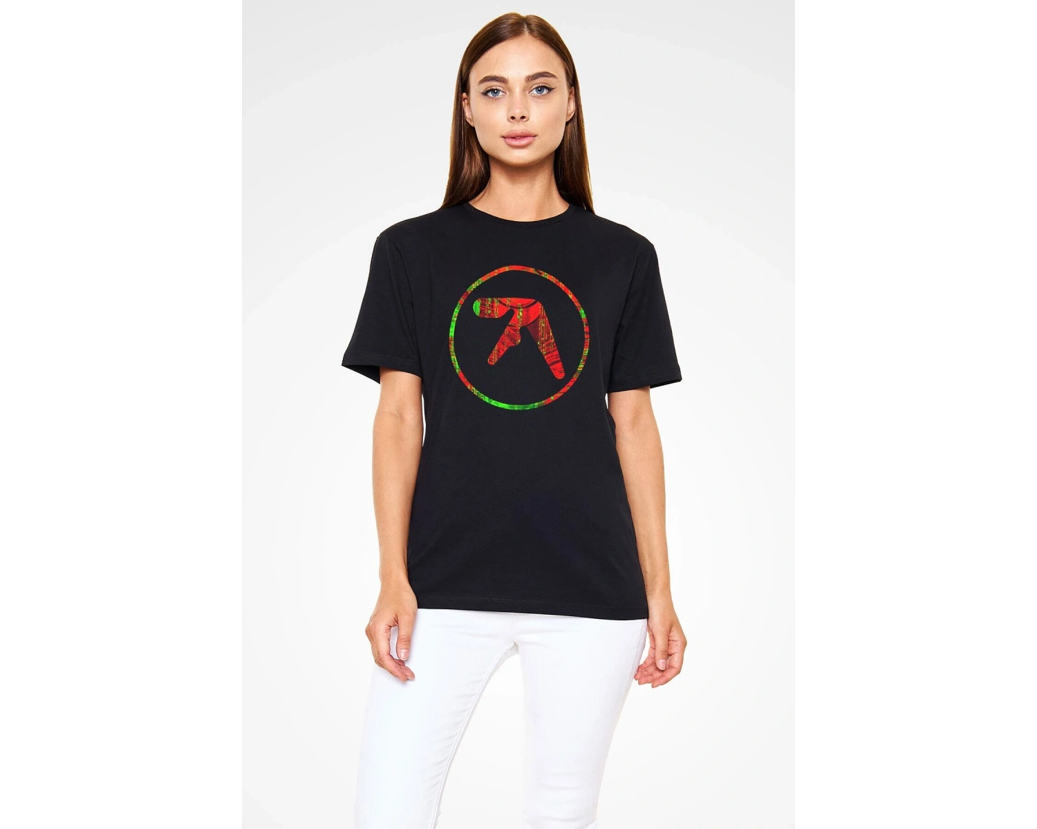 Ko Buta Aphex Twin Baskılı Unisex Siyah Tişört - Tshirt T57511