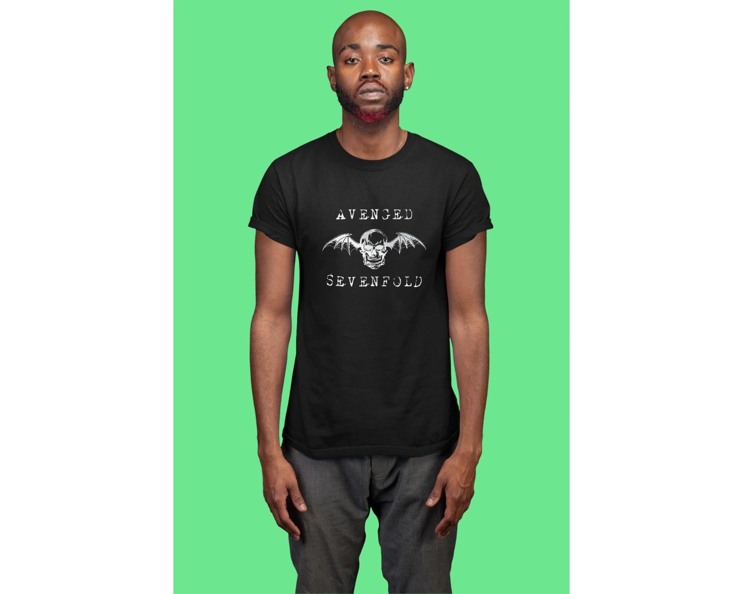 Ko Buta Avenged Sevenfold Baskılı Unisex Siyah Tişört Tk1236