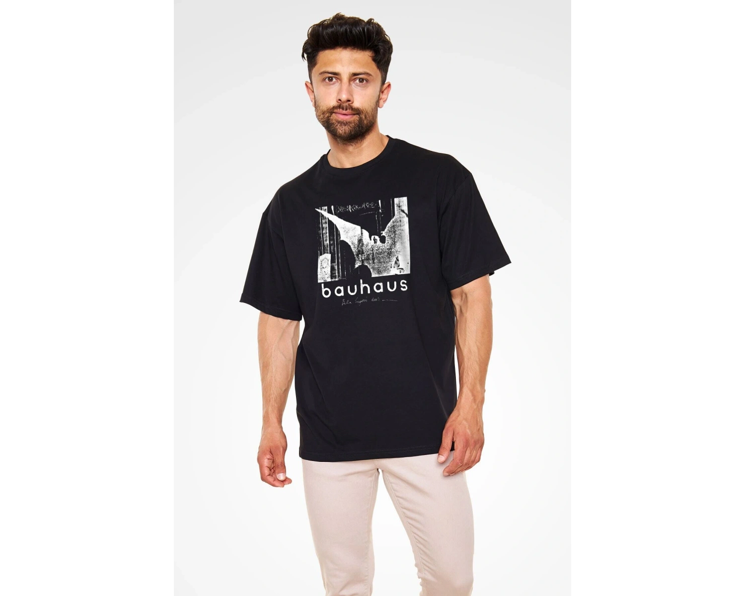 Ko Buta Bauhaus Baskılı Unisex Siyah Oversize Tişört Os55128