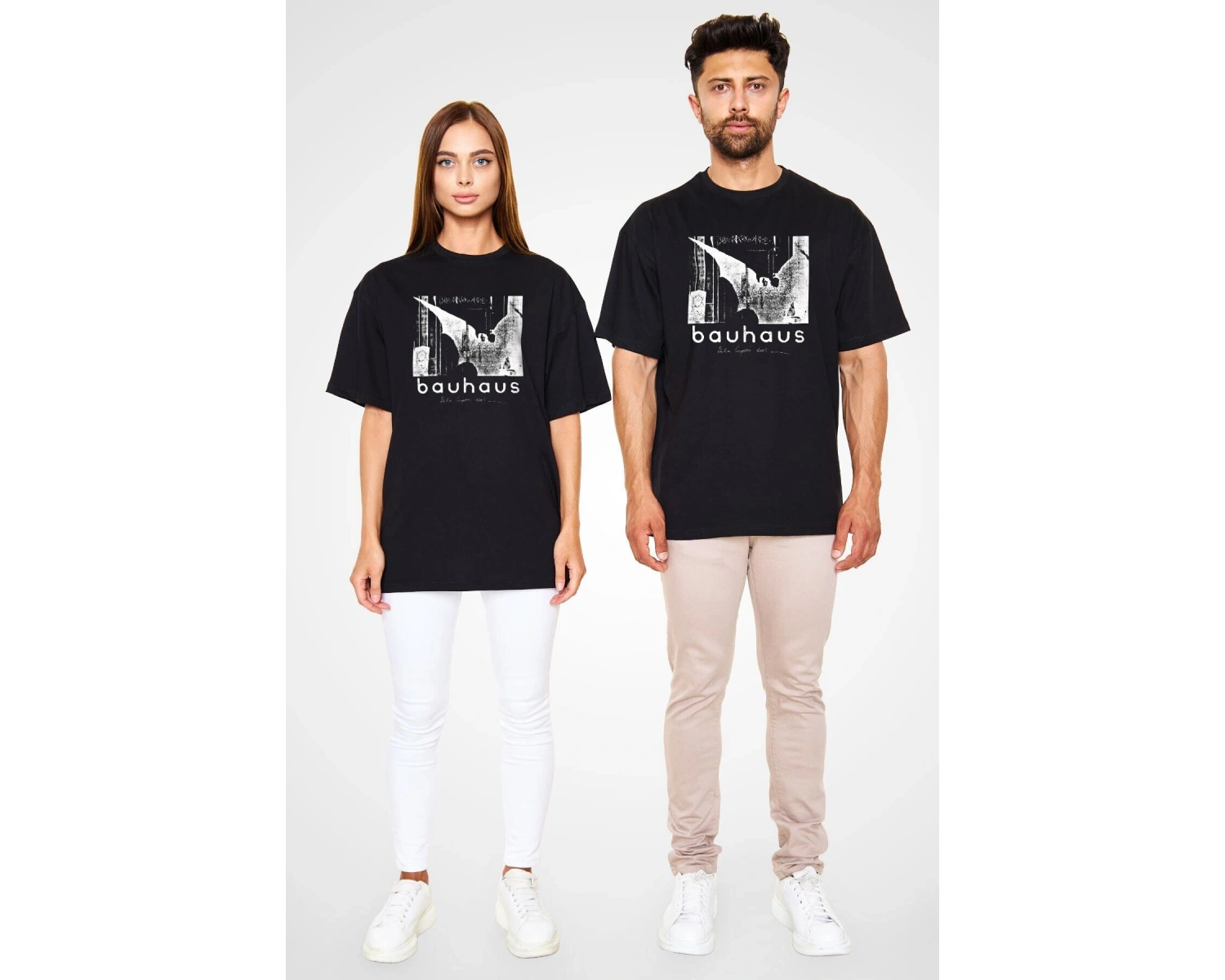 Ko Buta Bauhaus Baskılı Unisex Siyah Oversize Tişört Os55128