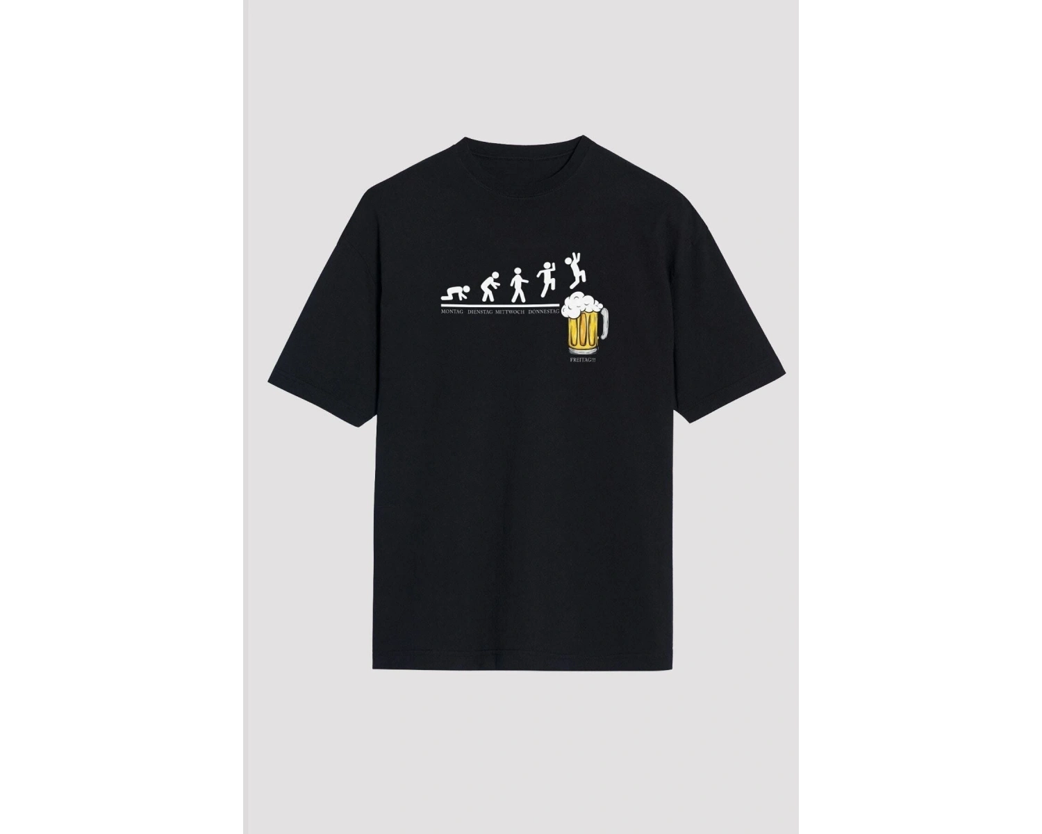 Ko Buta Bira Evrimi Baskılı Unisex Oversize Tişört - Tshirt Os20103