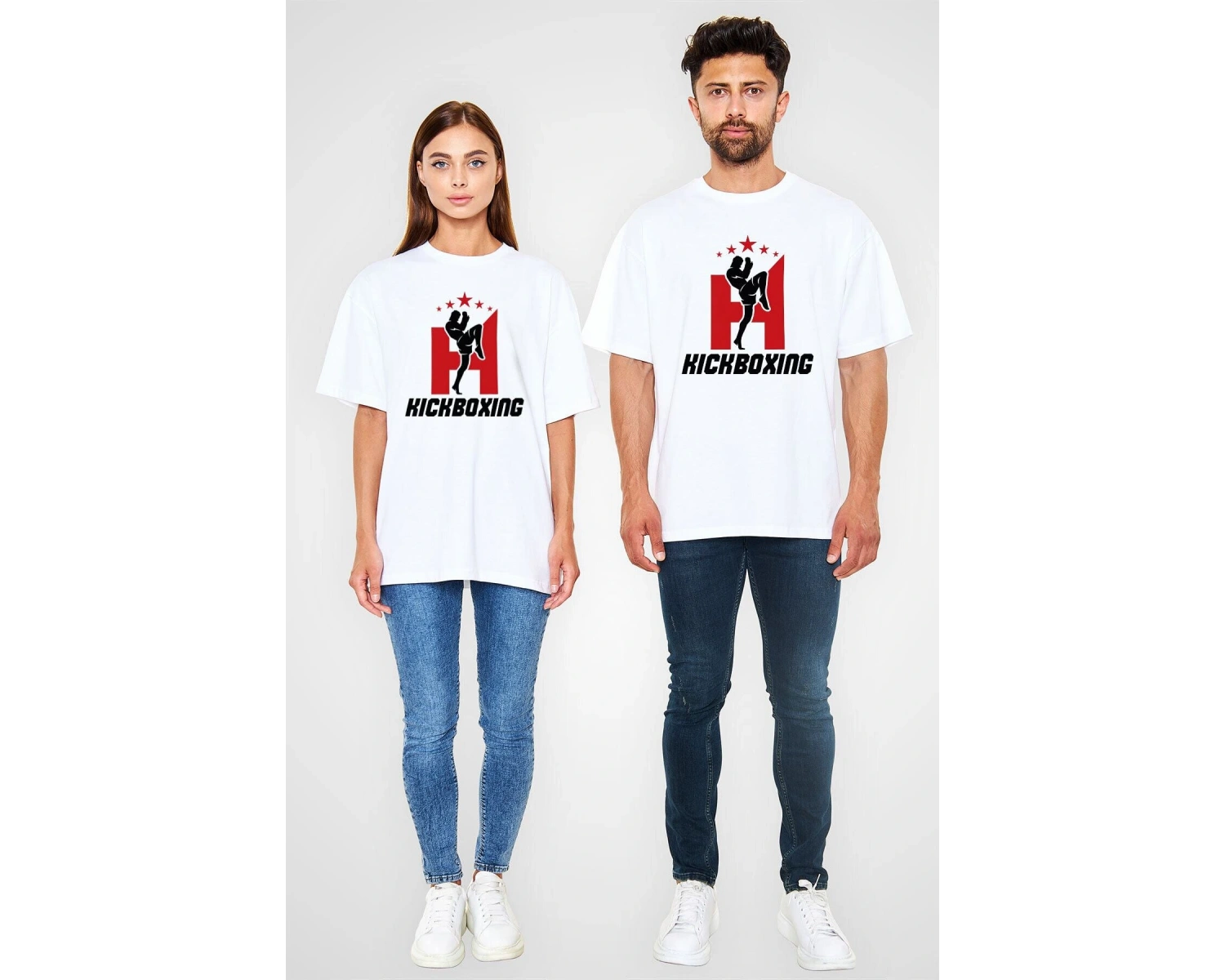 Ko Buta Kick Boks Beyaz Unisex Oversize Tişört T-shirt Os7894