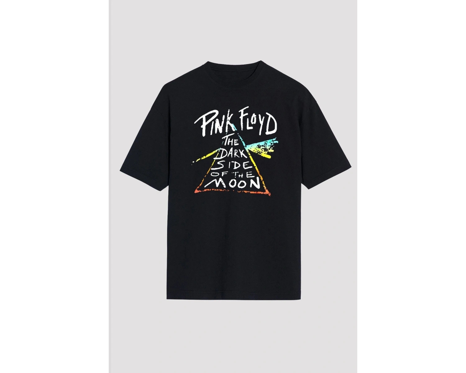 Ko Buta Pink Floyd Baskılı Unisex Siyah Oversize T-shirt Os2826